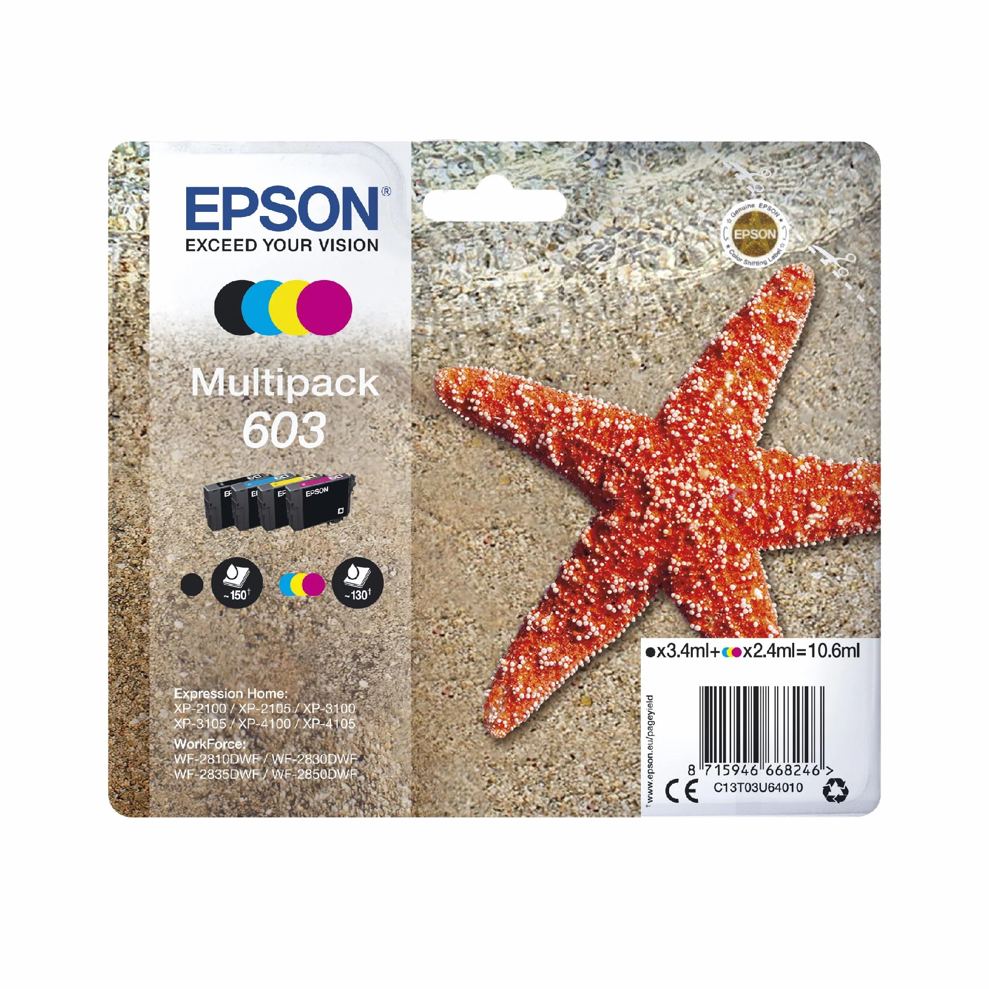 Epson 603 Starfish Genuine 4-Colours Multipack Ink Cartridges