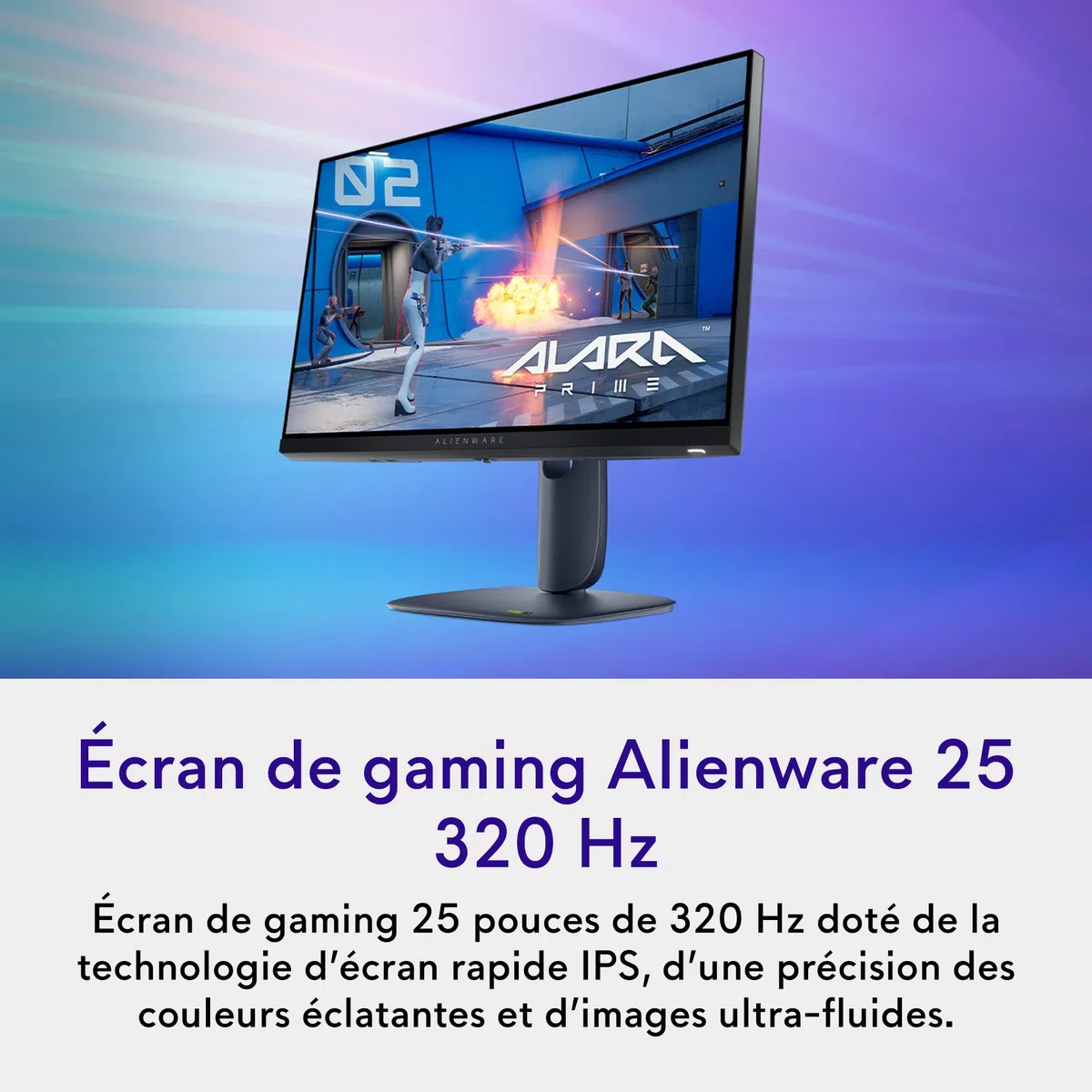 Alienware 25 Écran PC Gaming - AW2525HM, Full HD (1920x1080), 320Hz, Fast IPS, 0.5ms, Compatible NVIDIA G-Sync, AMD FreeSync Premium, DisplayPort, 2 HDMI, 3 USB, Garantie 3 Ans