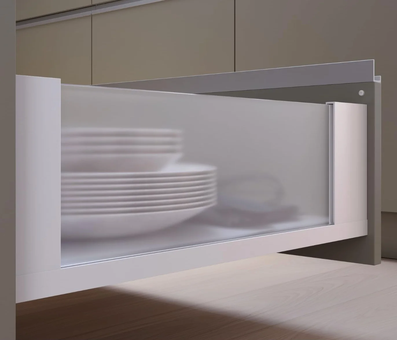 GTV AXIS PRO Système de tiroirs avec côtés en verre 116 mm 450 mm Blanc verre laiteux
