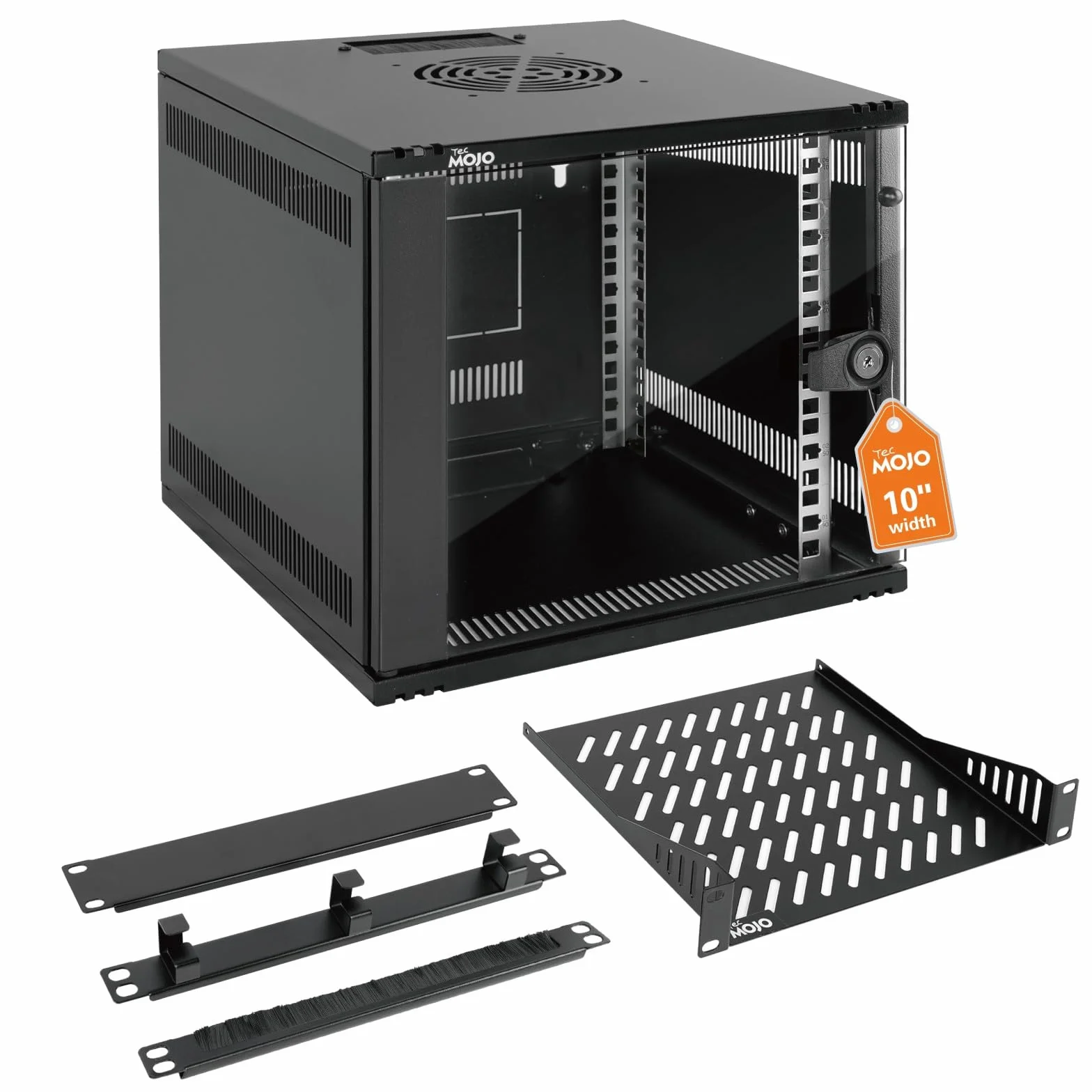 Tecmojo Armoire Réseau Murale 10 Pouces 6U 330mm 50kg Porte Vitrée Noir