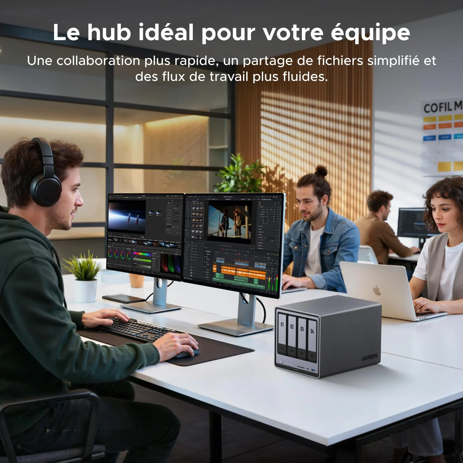 UGREEN NASync DXP4800 Pro NAS de Bureau 4 Baies, Processeur Intel i3-1315U, 8 Go RAM DDR5, SSD 128 Go, 10 GbE