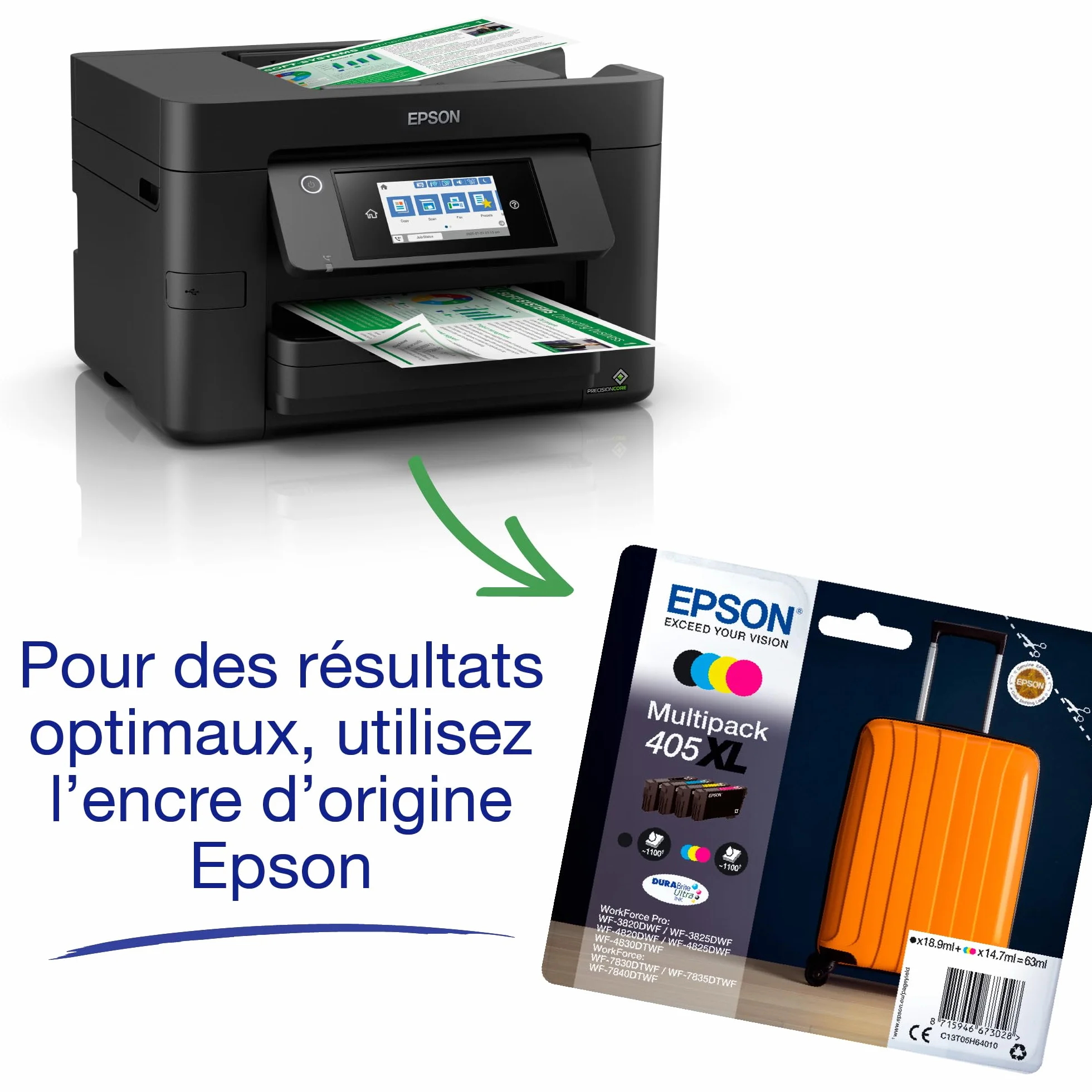 EPSON WorkForce Pro WF-4820DWF Imprimante 4-en-1 recto-verso WiFi Direct Ethernet PrecisionCore