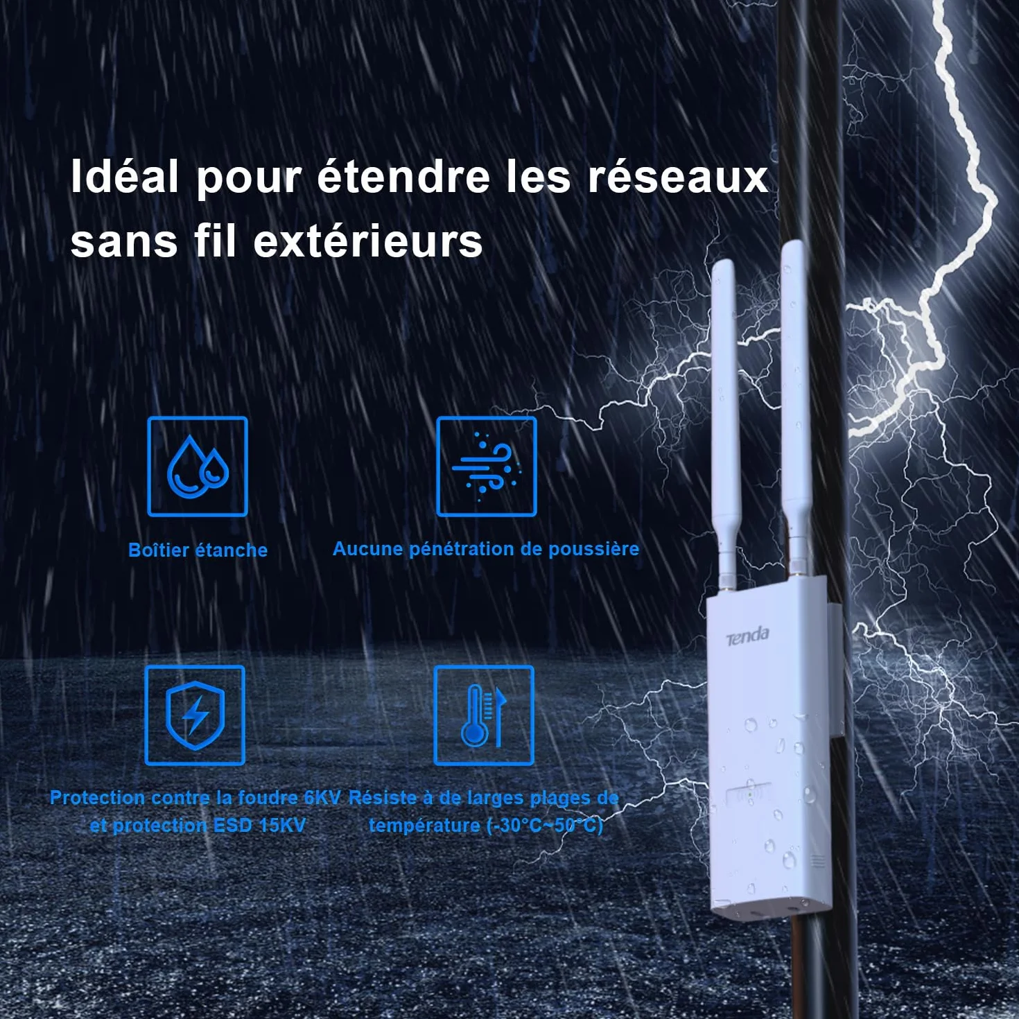 Tenda OAP1200 AC1200 Outdoor Gigabit Wireless Access Point, Dual Band, PoE+, IP65, MU-MIMO