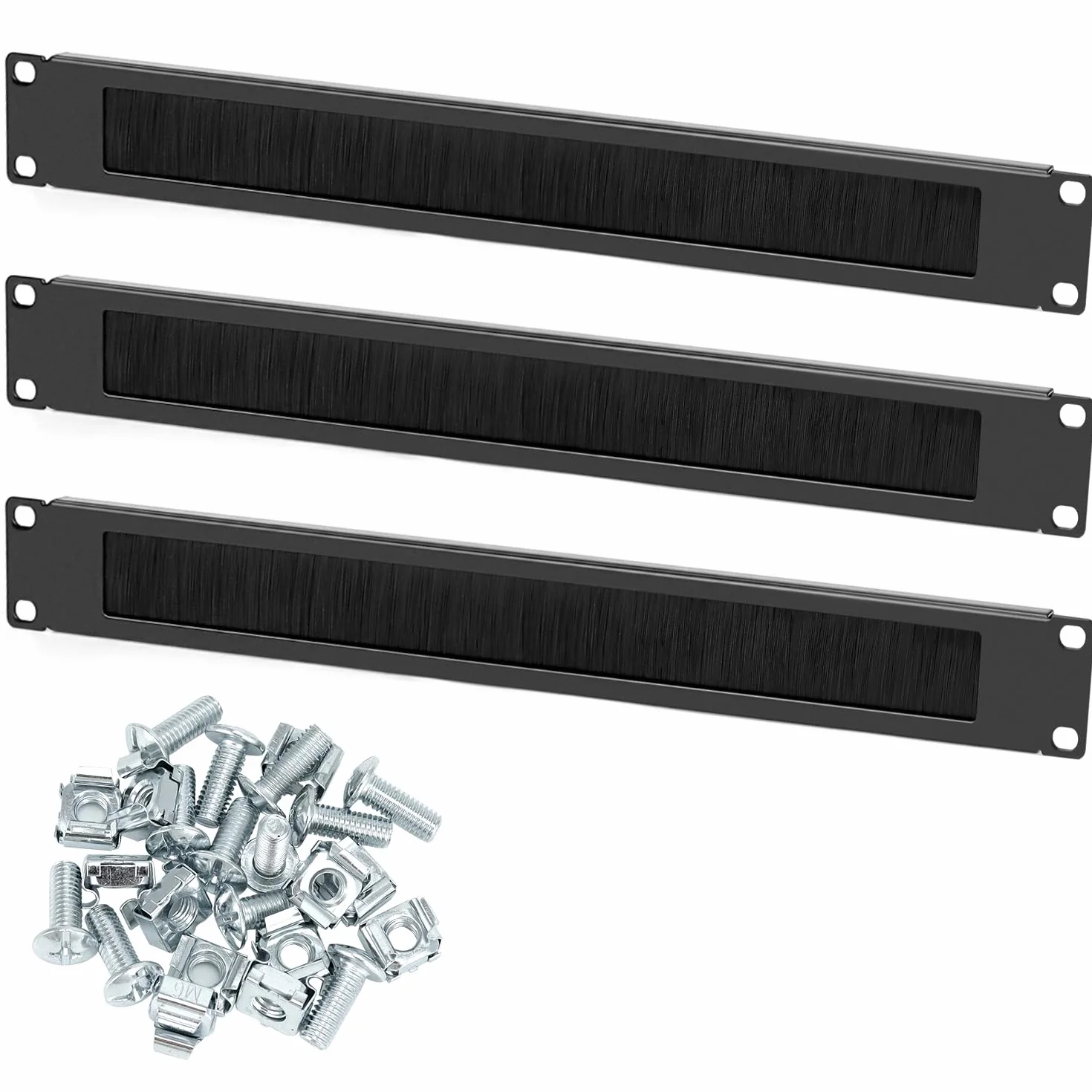 QWORK Entrée de câble Passe-câble avec Brosse pour Armoire Serveur 19"