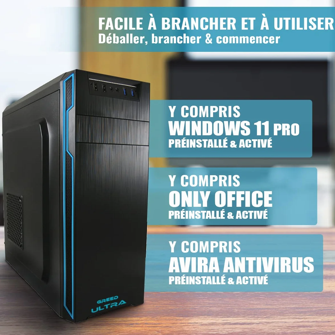 GREED Ultra PC Intel Core i7 4,0 GHz 16 Go RAM 1 To SSD + 1 To HDD Windows 11 Pro
