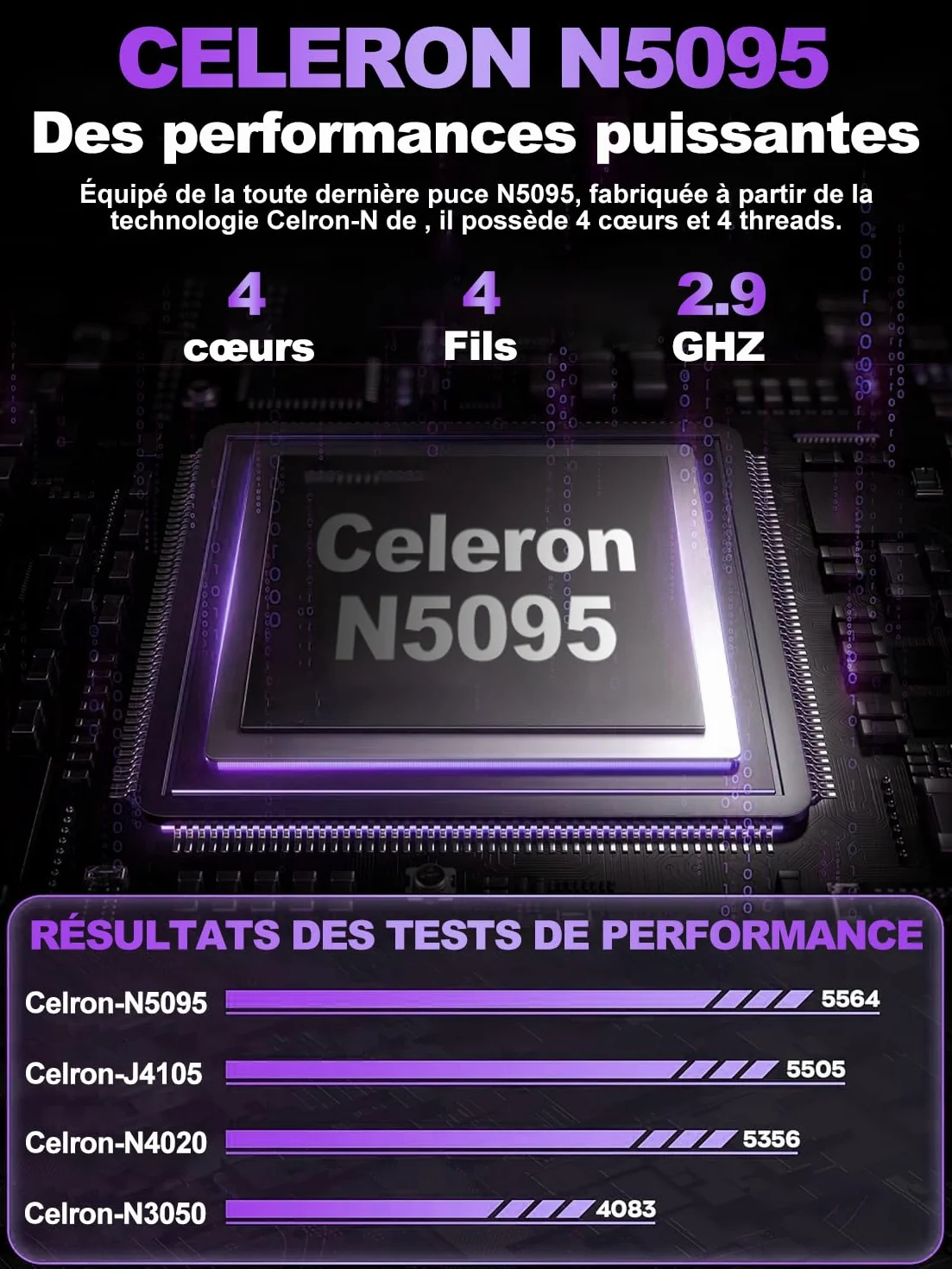 Ordinateur Portable Gaming 16 Pouces 12+512 Go Extensible 1TB Celeron N5095 2,9 GHz 1920x1200 PC Gamer 2K WiFi Mini HDMI Violet