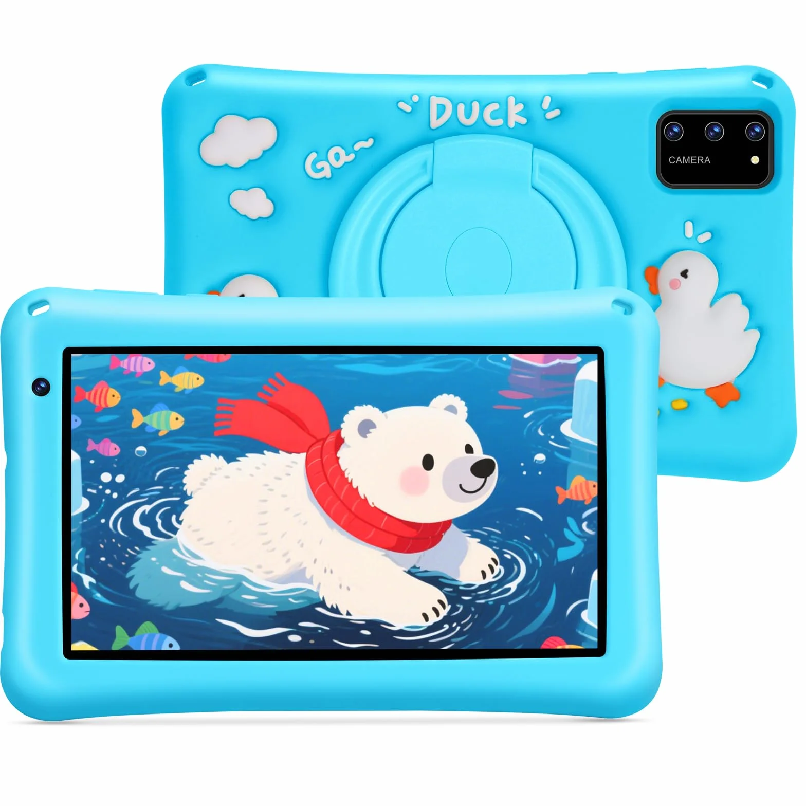 Tablette Enfants 7 Pouces Android 13 8Go RAM 64Go ROM Octa-Core Caméra HD Contrôle Parental Housse Silicone Bleu