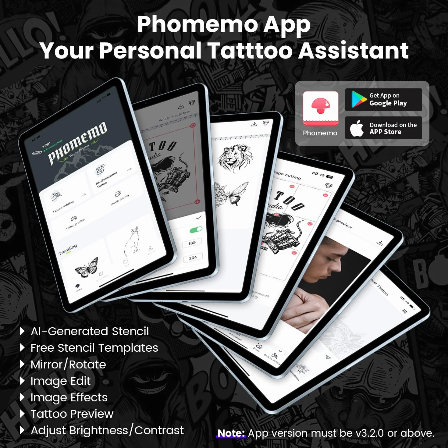 Phomemo TP81 Imprimante Thermique A4 Tatouage Stencil Compatible iOS Android Mac