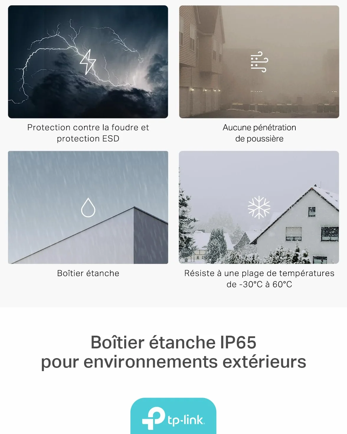 TP-Link Deco BE25-Outdoor Routeur WiFi 7 Mesh BE3600, Répéteur Extérieur/Intérieur, Double Bande, 2×2,5G, IP65, PoE/AC