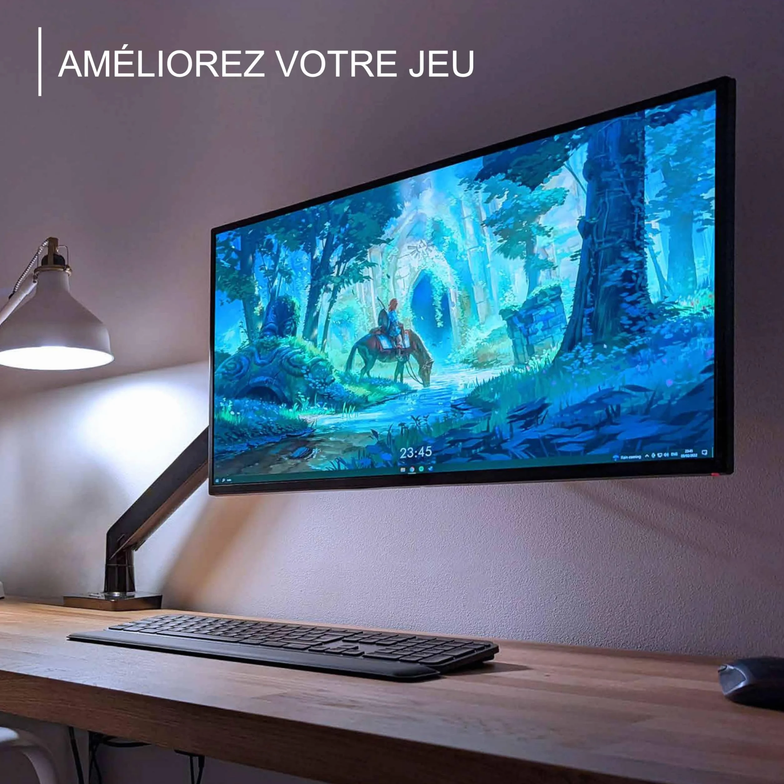 Invision Support PC Ecran Bras pour Écrans 24"-40" VESA 75/100mm Pince de Bureau Ergonomique MX450