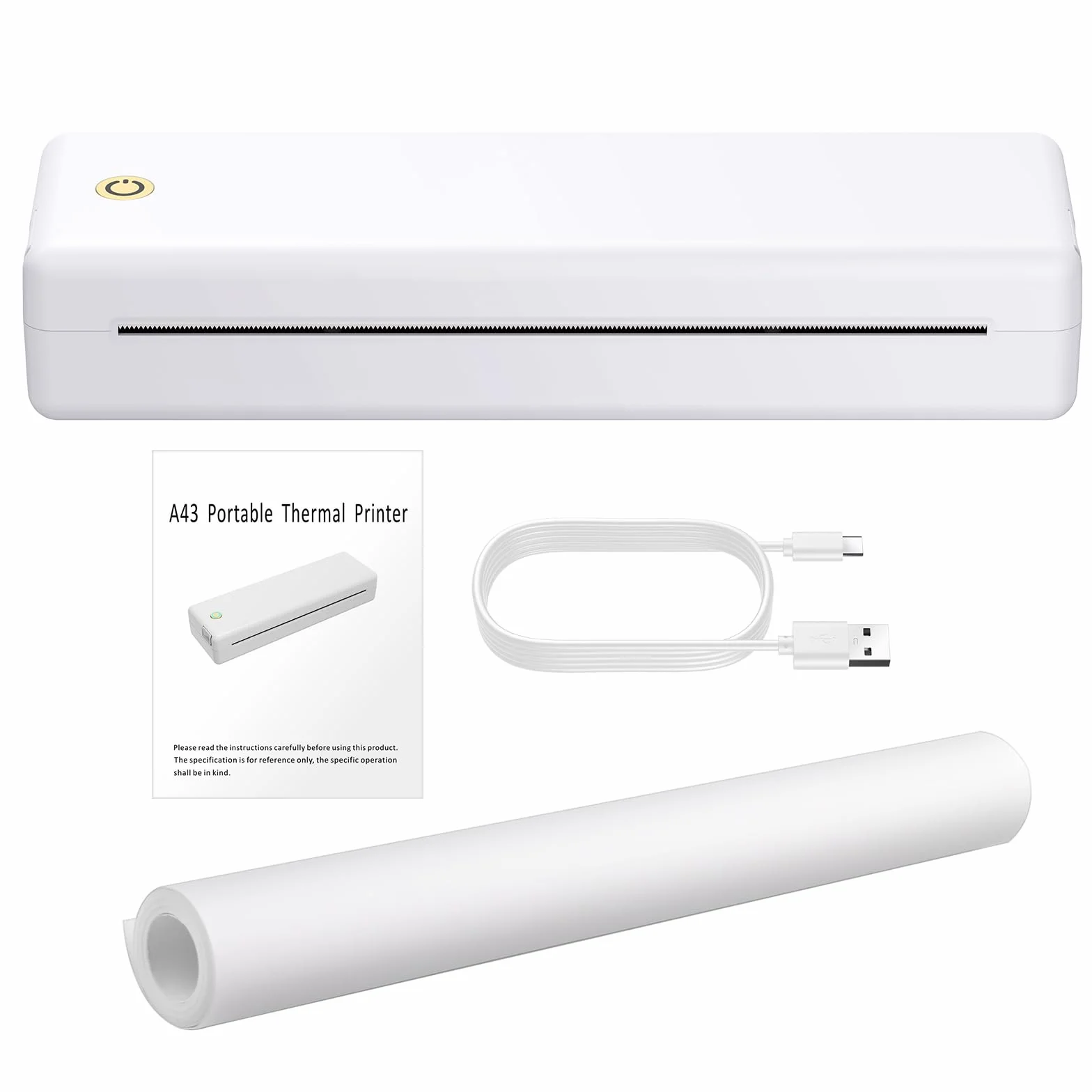 eSynic Imprimante Thermique Portable A4 Bluetooth USB Compatible iOS Android Windows MacOS