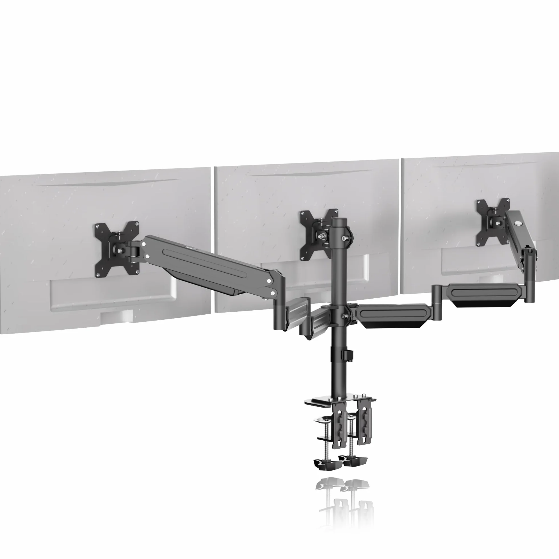 Pholiten Support Ecran PC 3 Ecran, Support de Moniteur 17-27", Inclinaison et Pivotement, VESA 75/100mm