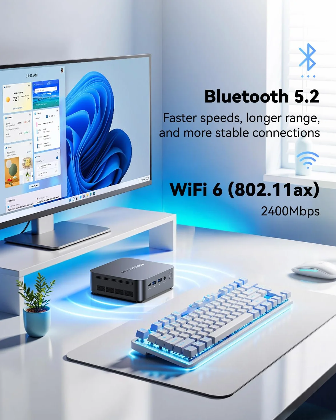 THOMSON K3 Mini PC AMD Ryzen 7 7730U 16 Go DDR4 512 Go M.2 SSD WiFi 6 BT5.2 Triple Affichage 4K
