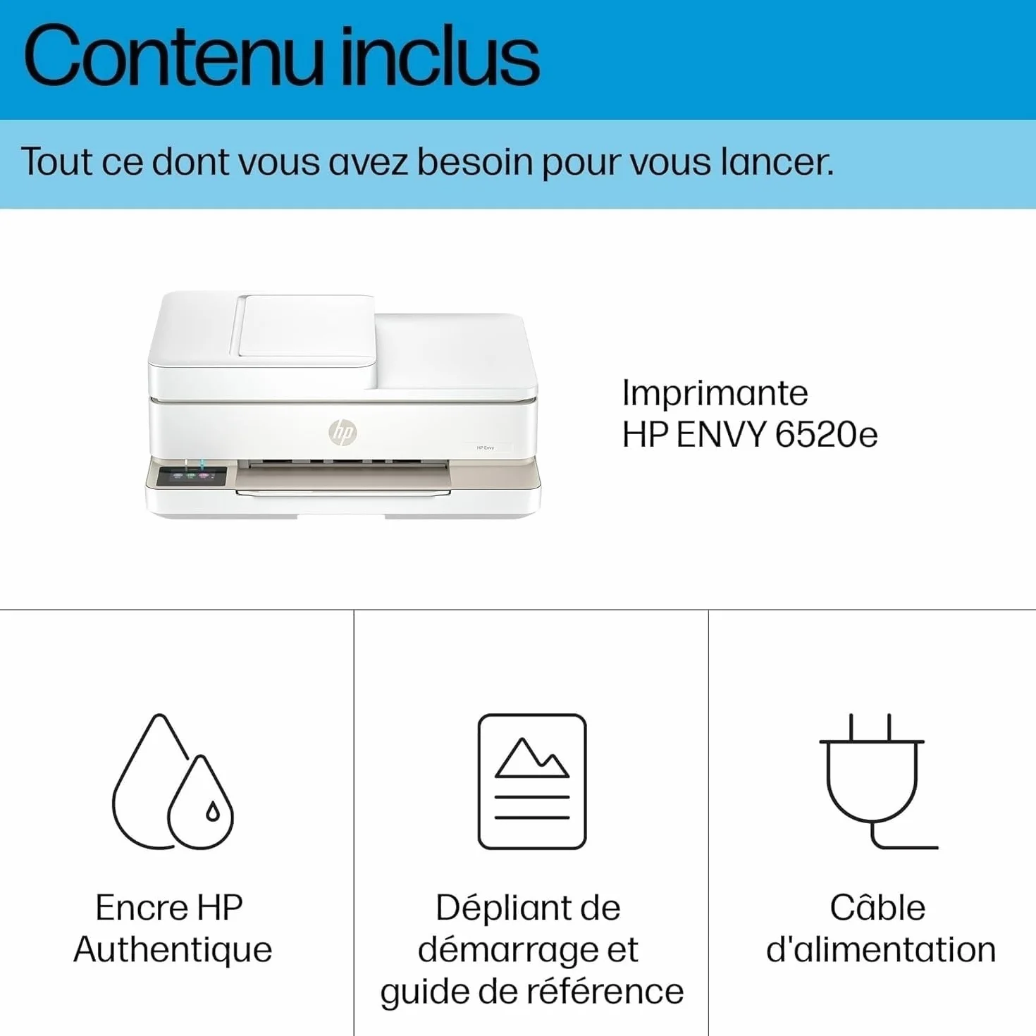 HP Envy 6520e Imprimante Multifonction Jet d'encre A4 Couleur Recto Verso Automatique Wi-Fi Fax