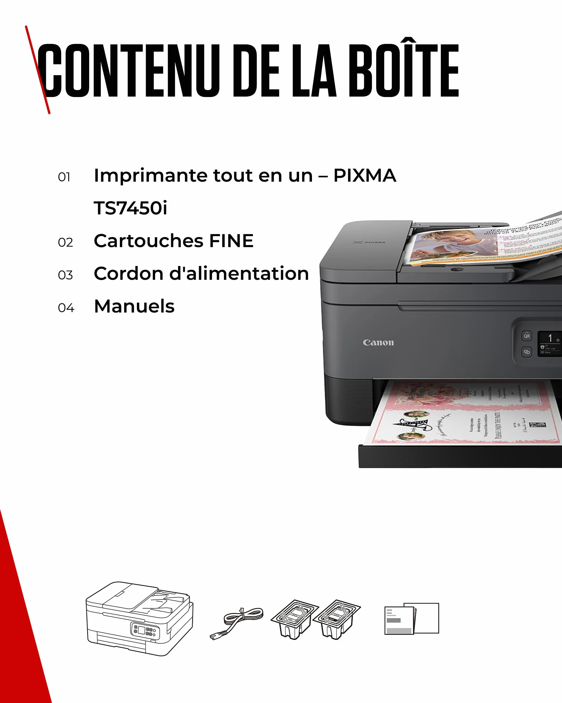 Canon PIXMA TS7450i Imprimante Multifonction Couleur Tout-en-Un Wi-Fi Chargeur Automatique de Documents