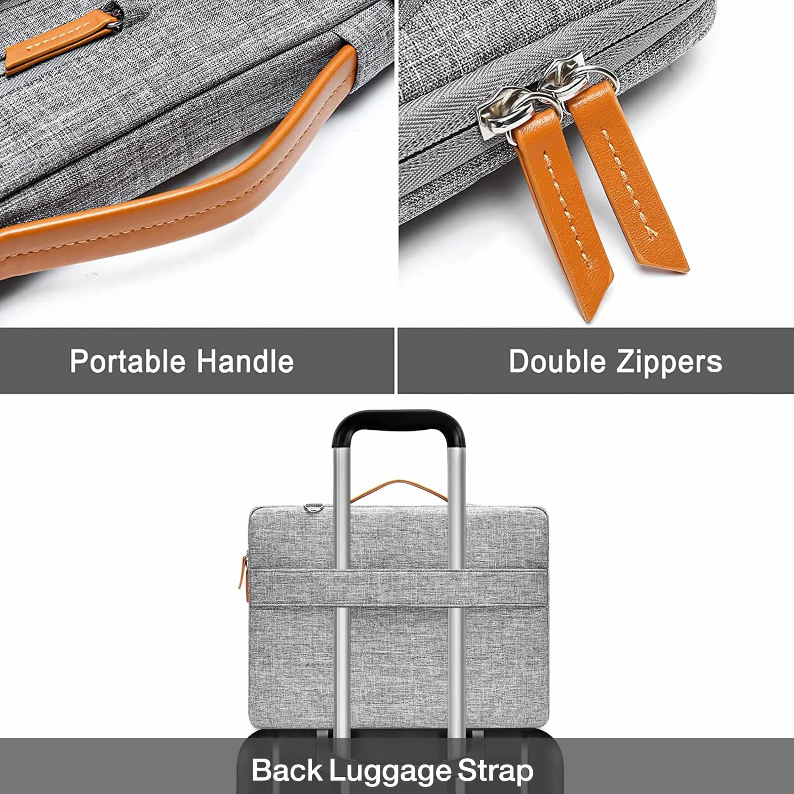 MOSISO Sacoche Ordinateur Portable Sac Messager Côté Ouvert 4 Poches Zipper Poignée