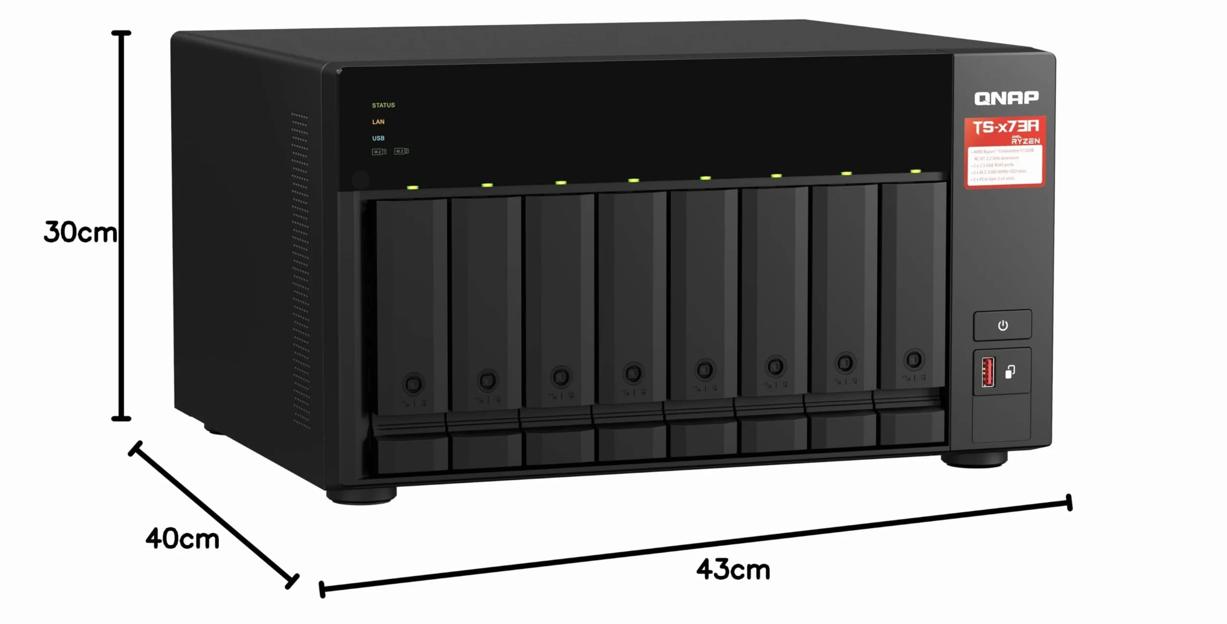 QNAP TS-873A-8G Serveur de Stockage NAS Tower Ethernet/LAN Noir V1500B