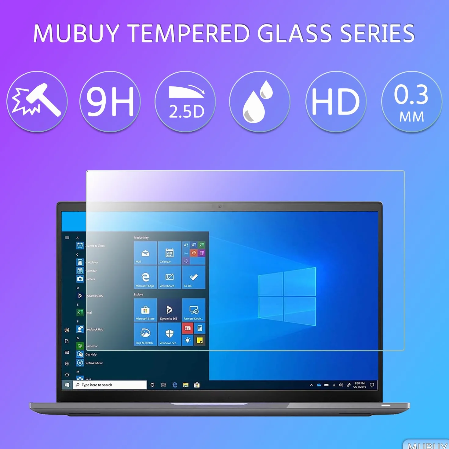 Lot de 2 films protecteurs d'écran en verre trempé pour Lenovo Yoga 7i 14 pouces, dureté 9H