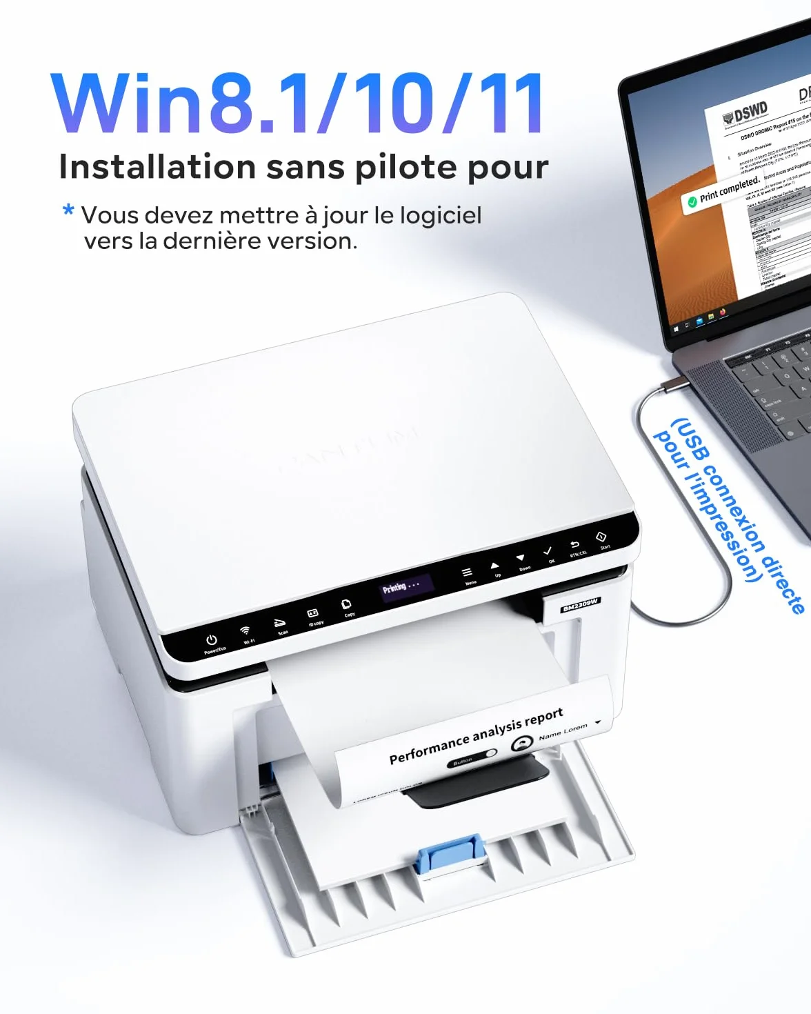 PANTUM BM2309W imprimante Laser Multifonction Noir et Blanc WiFi directe