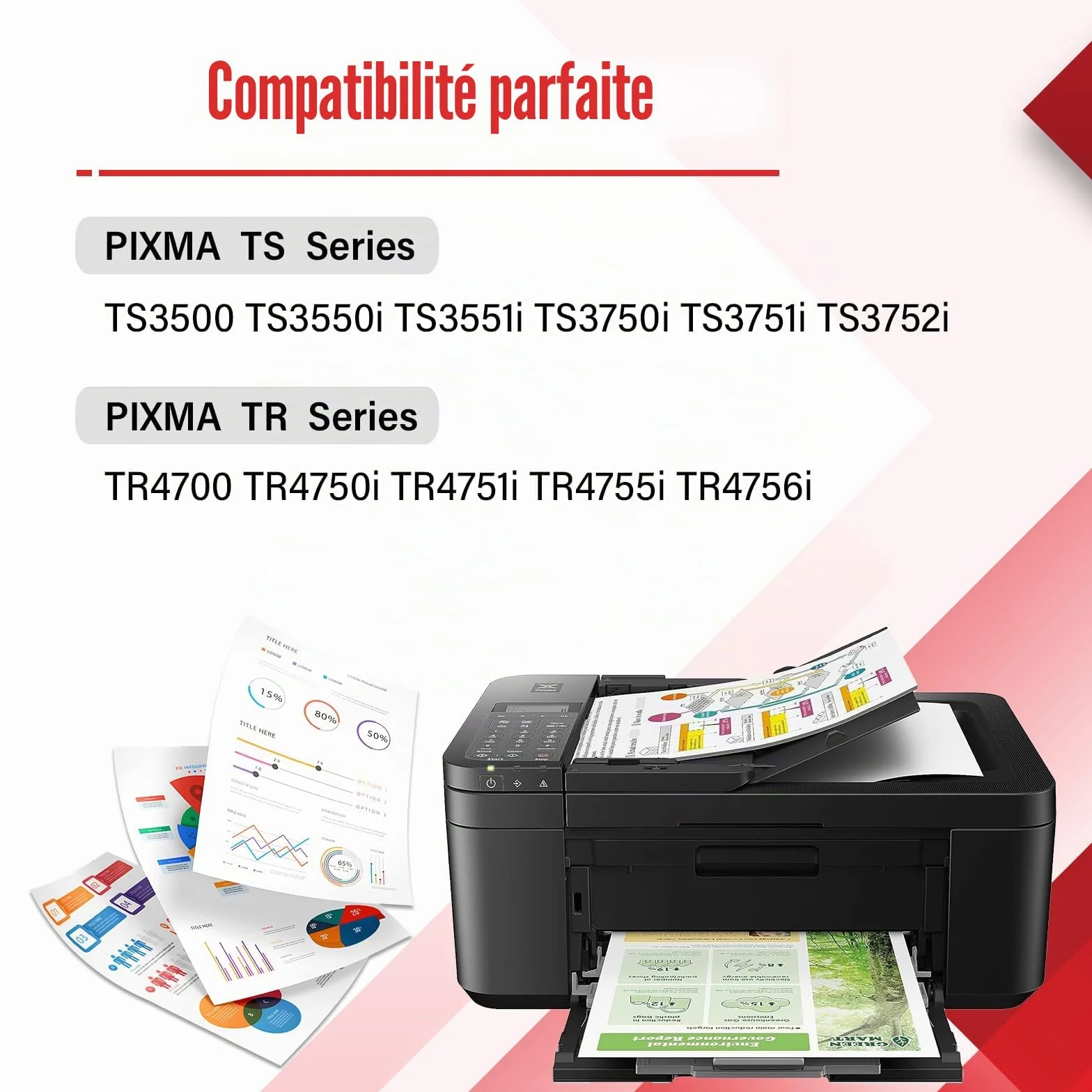 Cartouche 575 576 Remplacement Canon 575 576 XL Encre Pixma TS3551i TR4755i TS3750i TS3550i TR4750i TS3751i TR4751i TR4756i TS3752i PG-575XL CL-576XL Noir Couleur