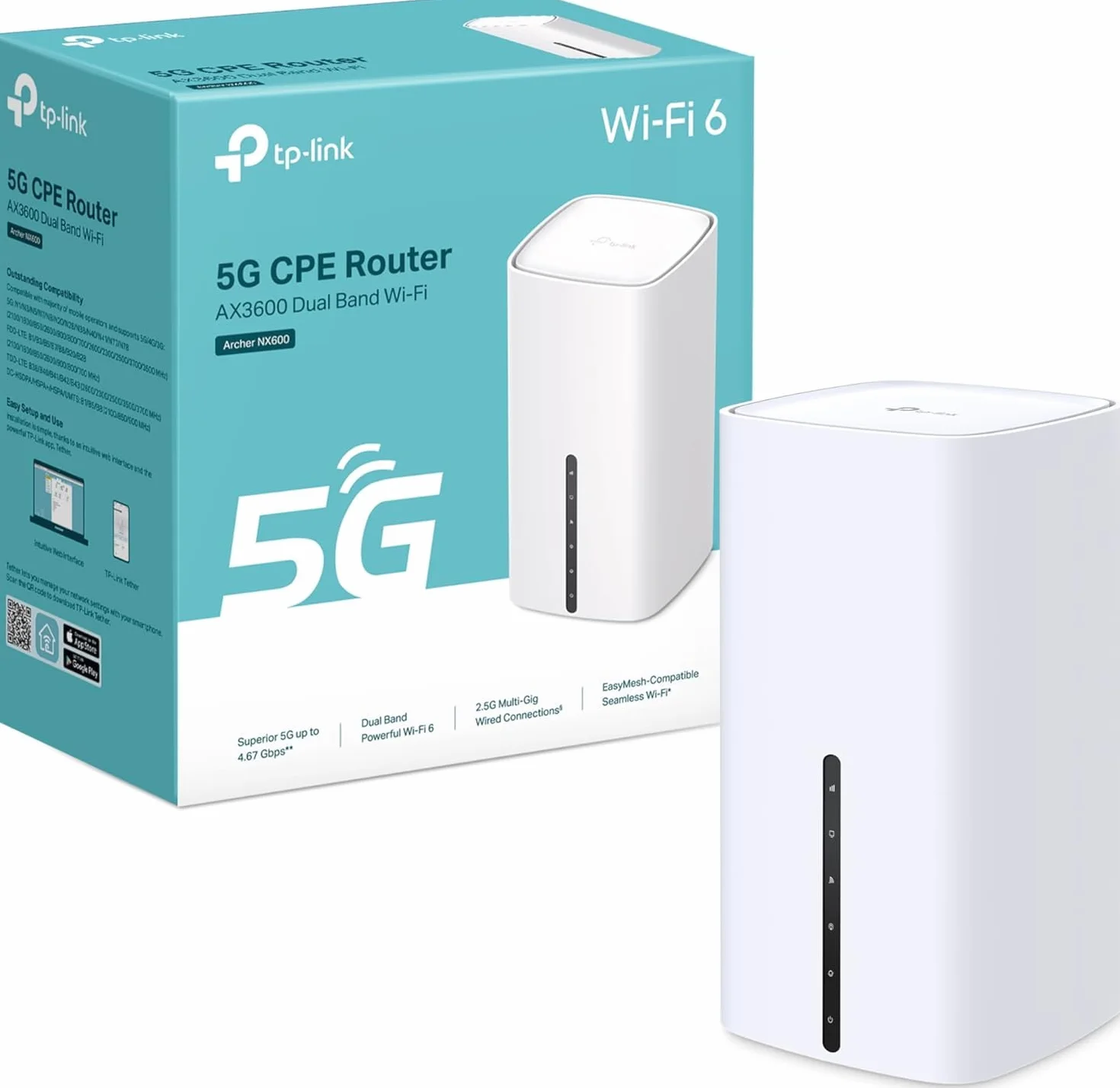 TP-Link Archer NX600 Routeur 5G WiFi 6 AX3600Mbps, 2,5G Port Ethernet, MU-MIMO, Bi-Bande, Déverrouillé