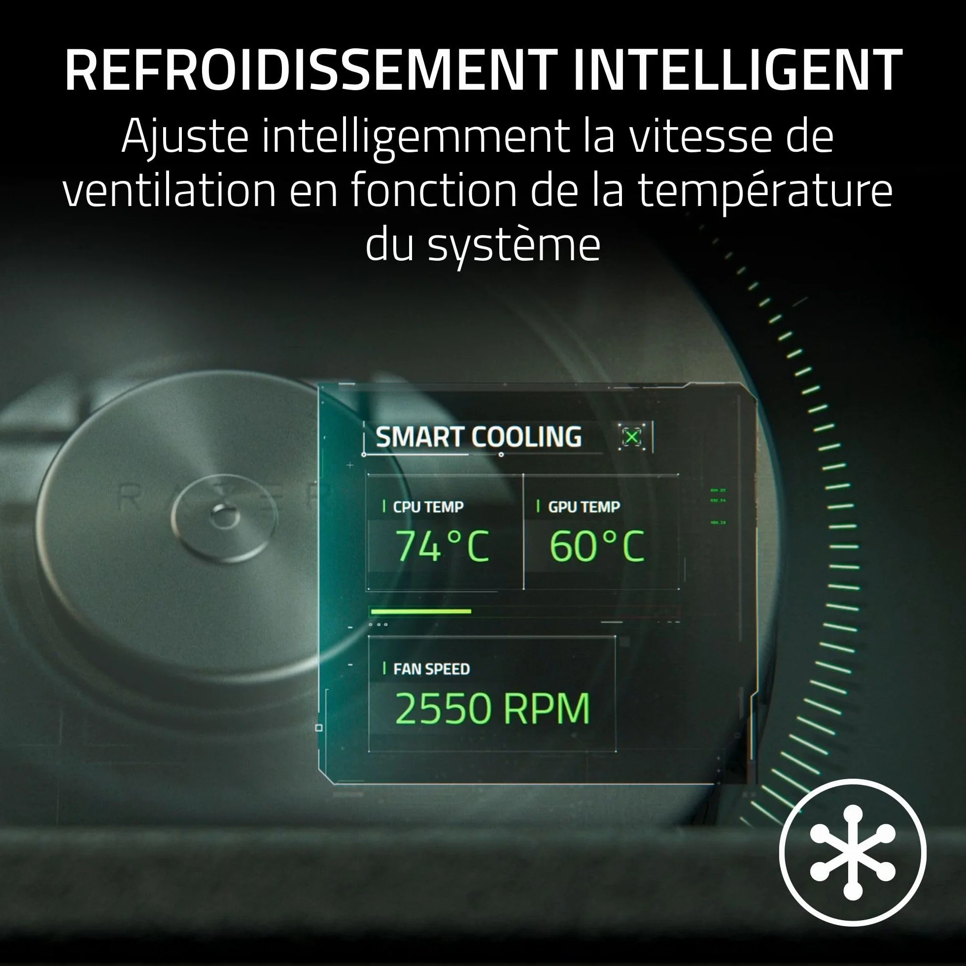 Razer Support de Refroidissement Intelligent pour Ordinateurs Portables 14-18 Pouces Chambre de Pression étanche à l'air Noir