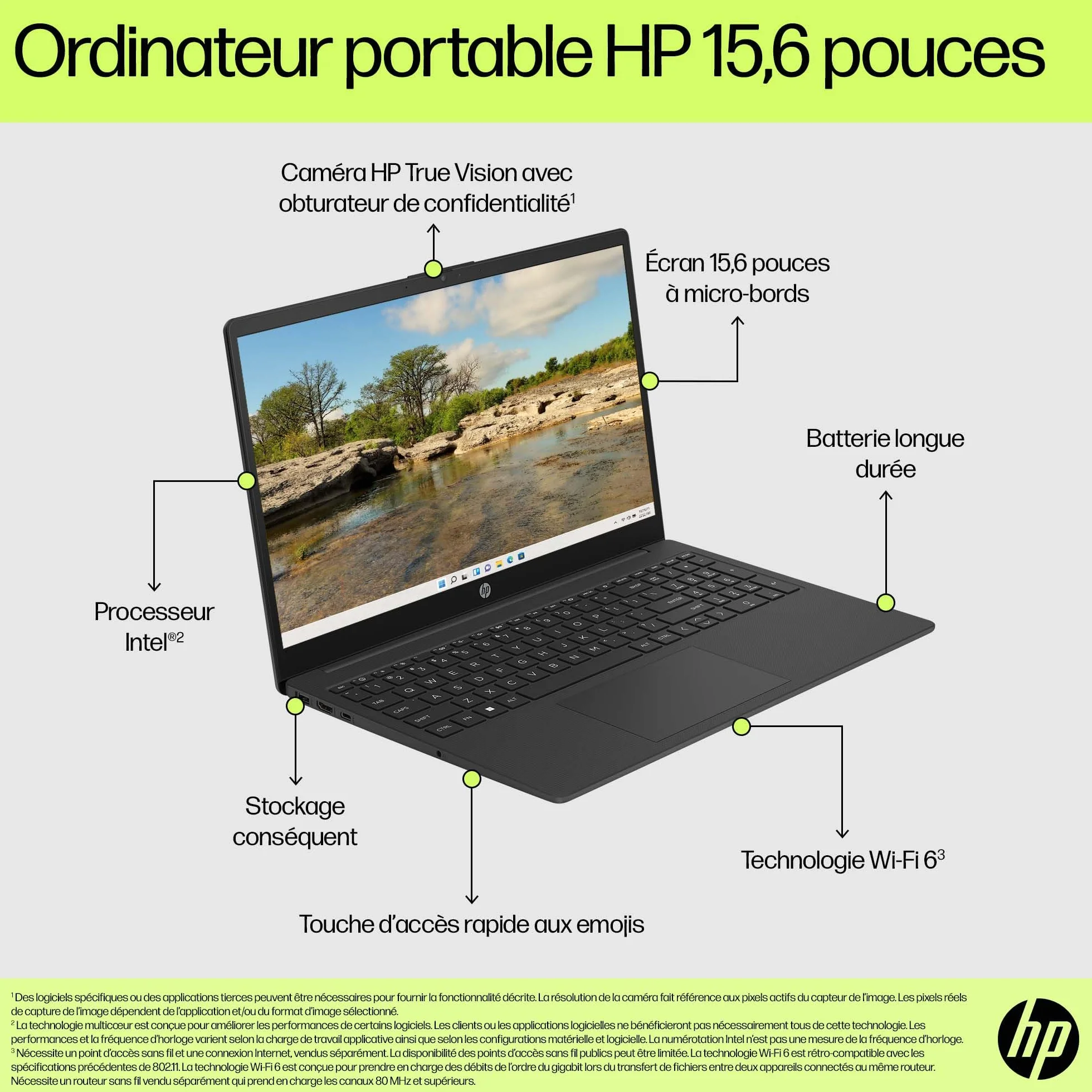HP 15-fd0001sf Ordinateur Portable 15,6" FHD, Intel Celeron N100, 4 Go RAM, 128 Go UFS, Gris AZERTY
