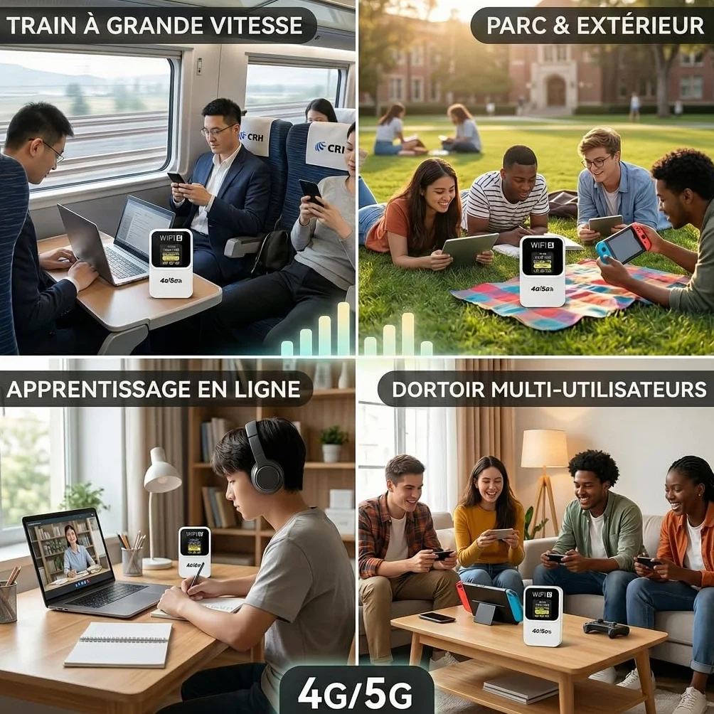 Routeur 5G Portable WiFi 6 SIM Déverrouillé Batterie 3000mAh 28 Appareils WPA3 Nano SIM Pocket WiFi Voyage