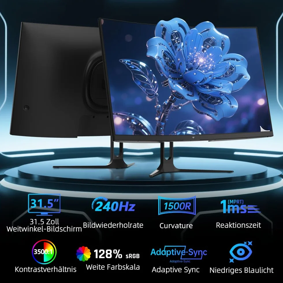 KTC Écran PC Gamer 32 Pouces Incurvé 240Hz FHD 1ms VA 1500R HDR10 AMD FreeSync H32C5