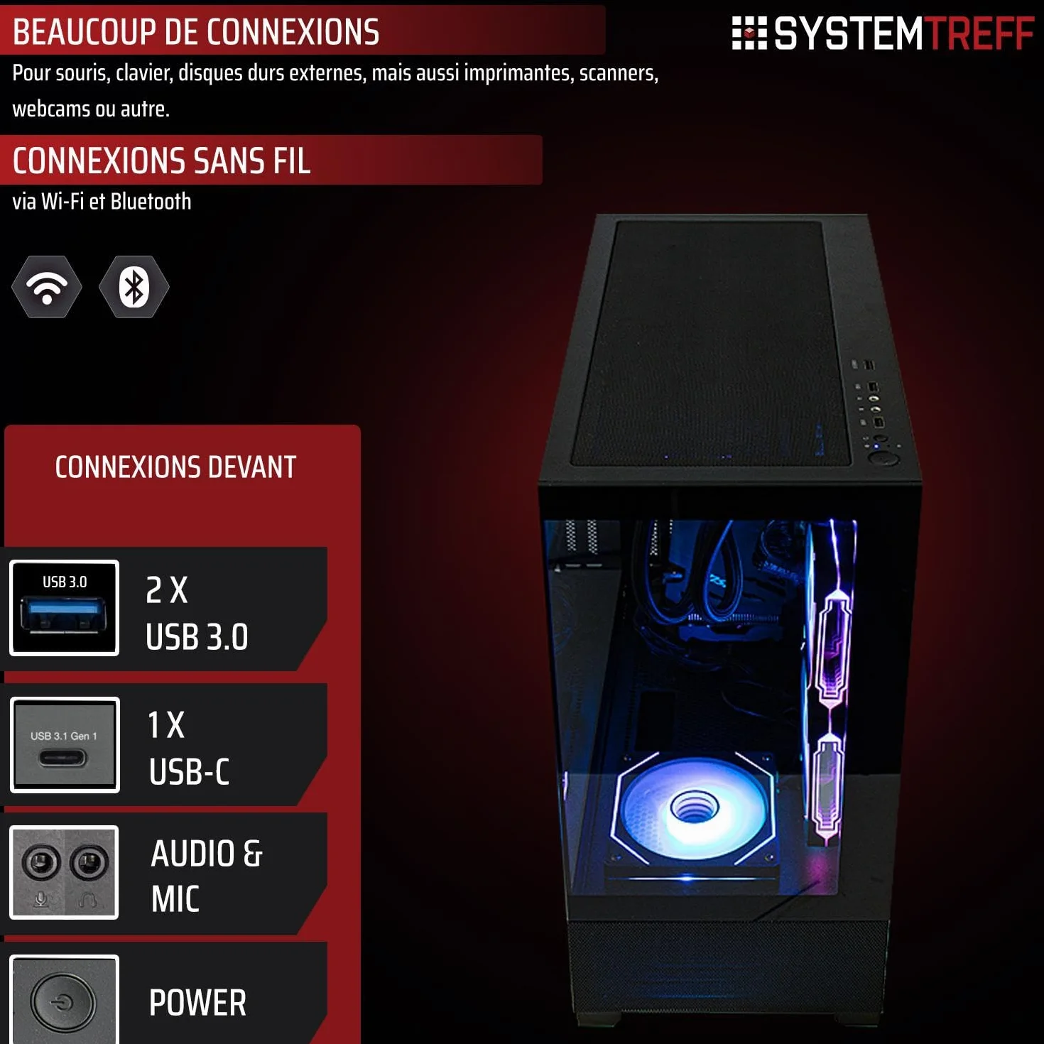 PC Gamer AMD Ryzen 7 9700X 8x5.5GHz Radeon RX 9060 XT 16Go DX12 1To M.2 NVMe 32Go DDR5 RAM Windows 11 Ordinateur de Bureau WLAN