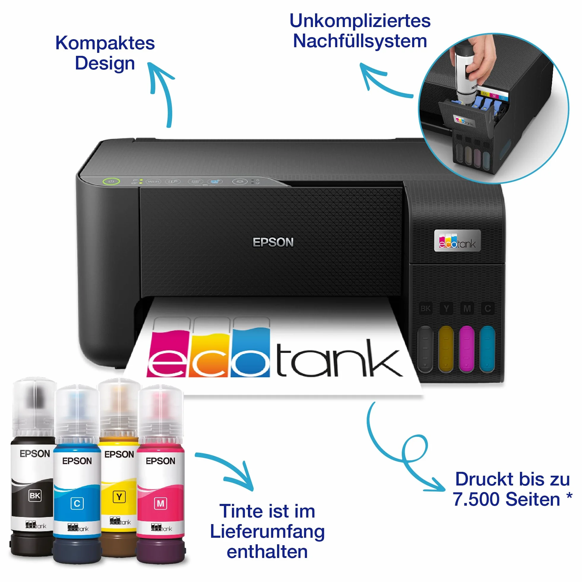 Epson EcoTank ET-2862 Imprimante à jet d'encre A4 5760 x 1440 DPI 10 ppm Wi-Fi