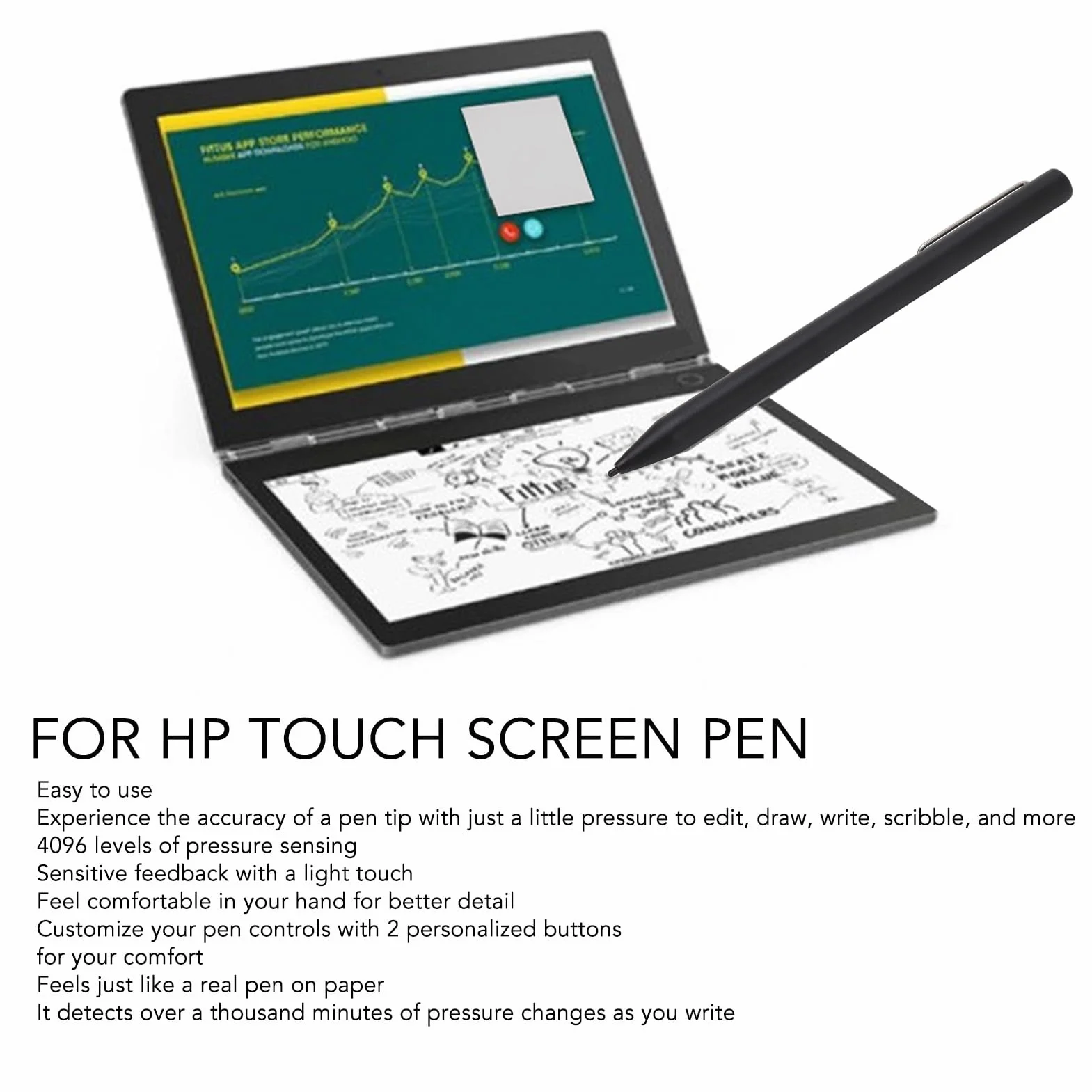 Stylo Tactile Actif 4096 Niveaux Pression Stylet Alliage Aluminium Dessin Professionnel Tablette