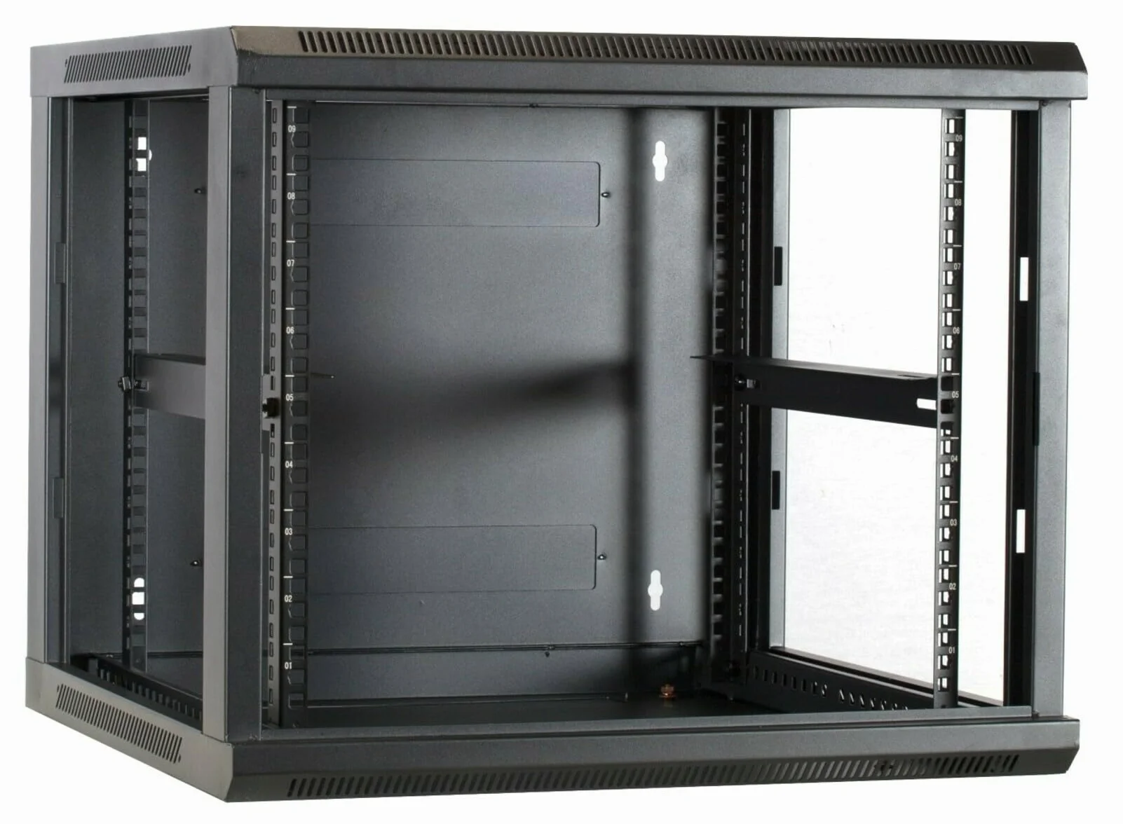 Baie Murale 9U avec Porte en Verre 600x600x500mm Noir