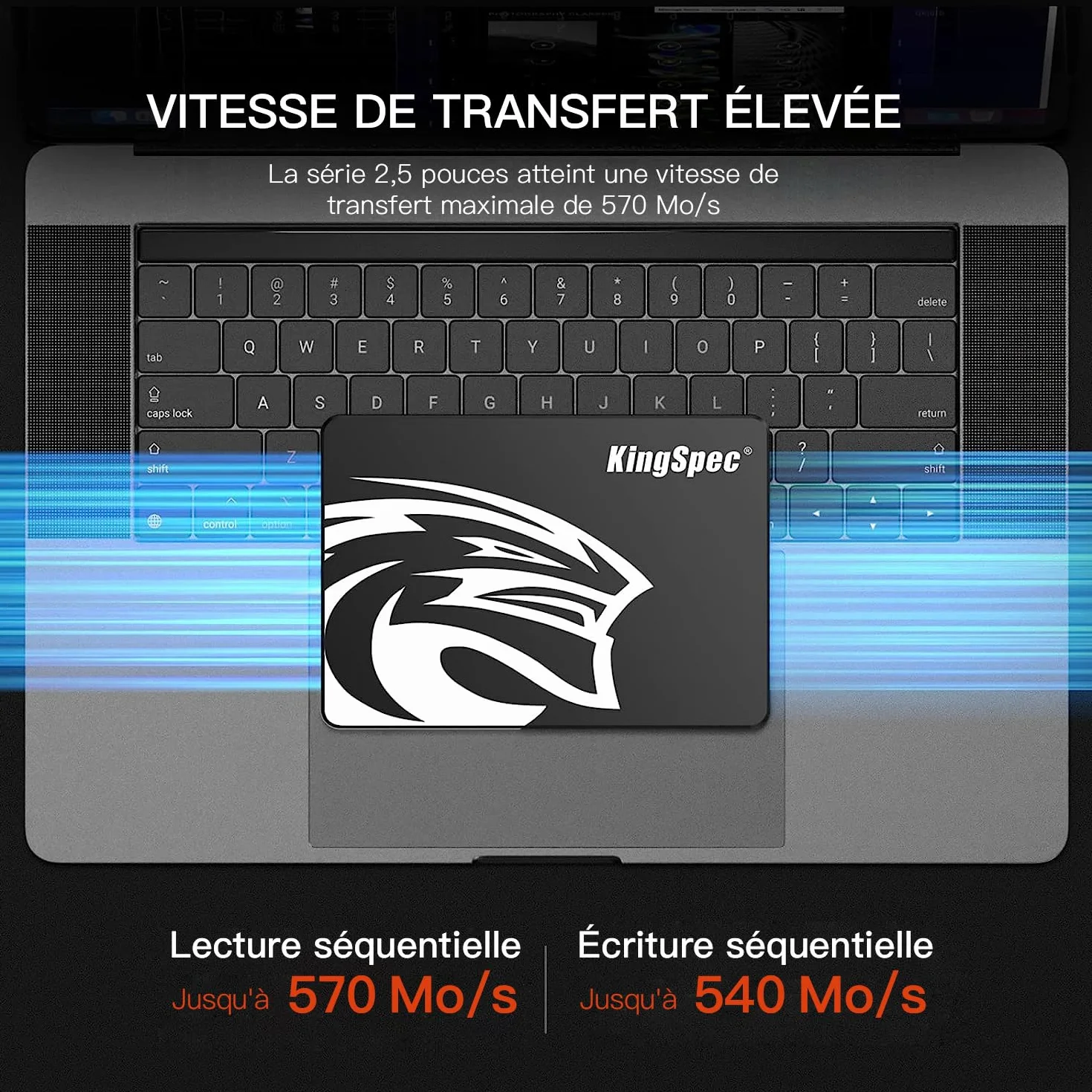 KingSpec 1To 2.5" SATA SSD Interne 3D NAND Flash, Vitesse de Lecture 550 Mo/Sec