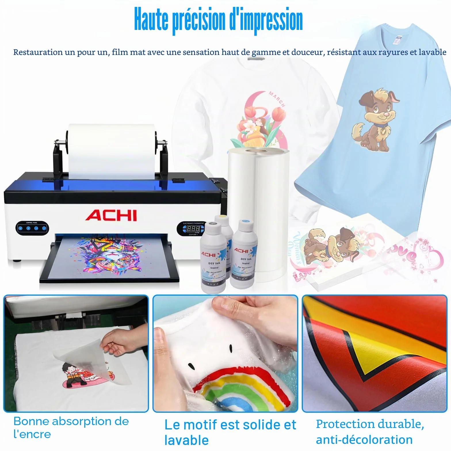 Kit imprimante DTF R1390 avec four, encre 250 ml, film 100 m et accessoires