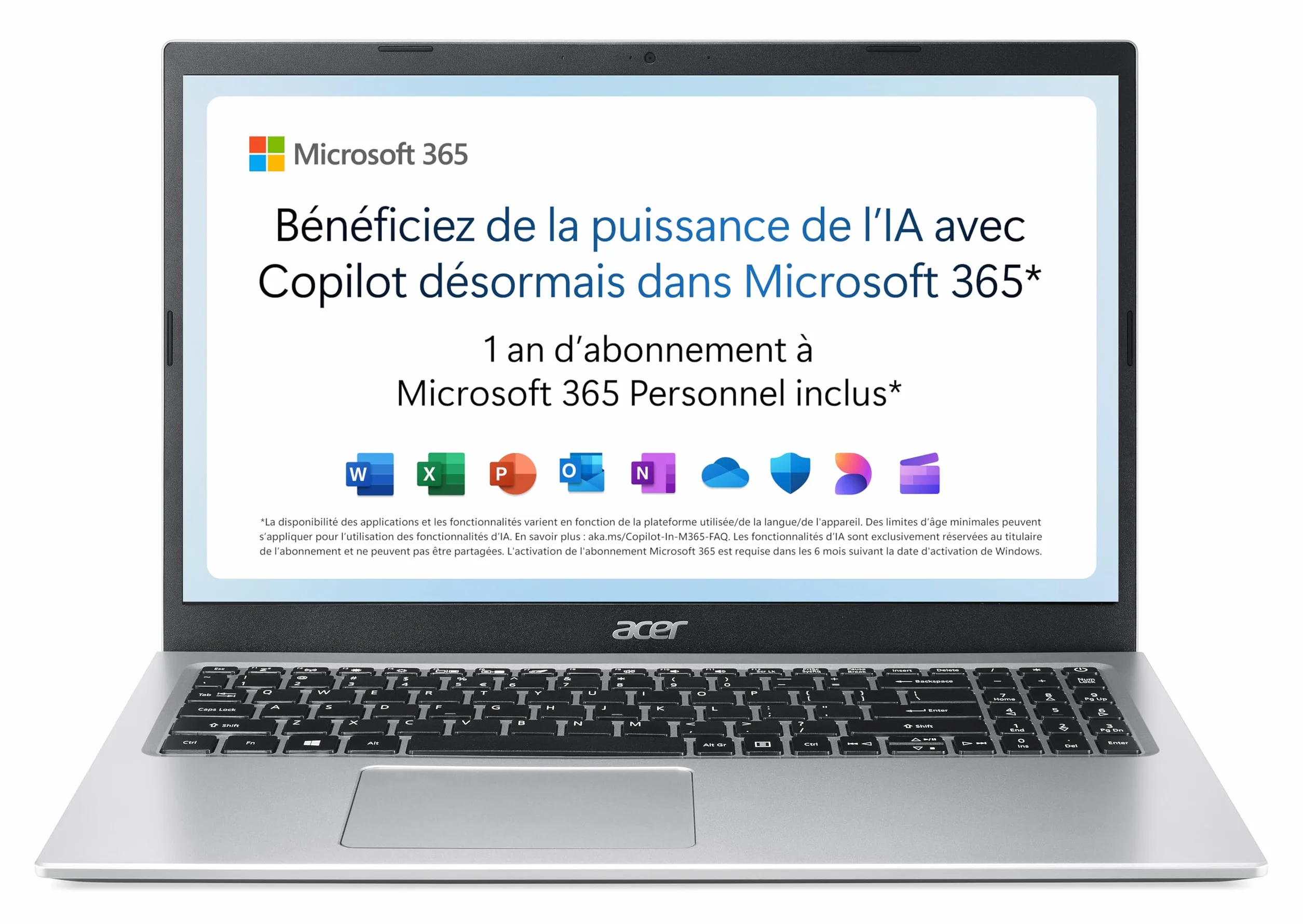Acer Aspire 1 A115-32-C3AK Ordinateur Portable 15,6" Full HD, Intel Celeron N4500, RAM 4 Go, 128 Go eMMC, Windows 11, Clavier AZERTY, Gris