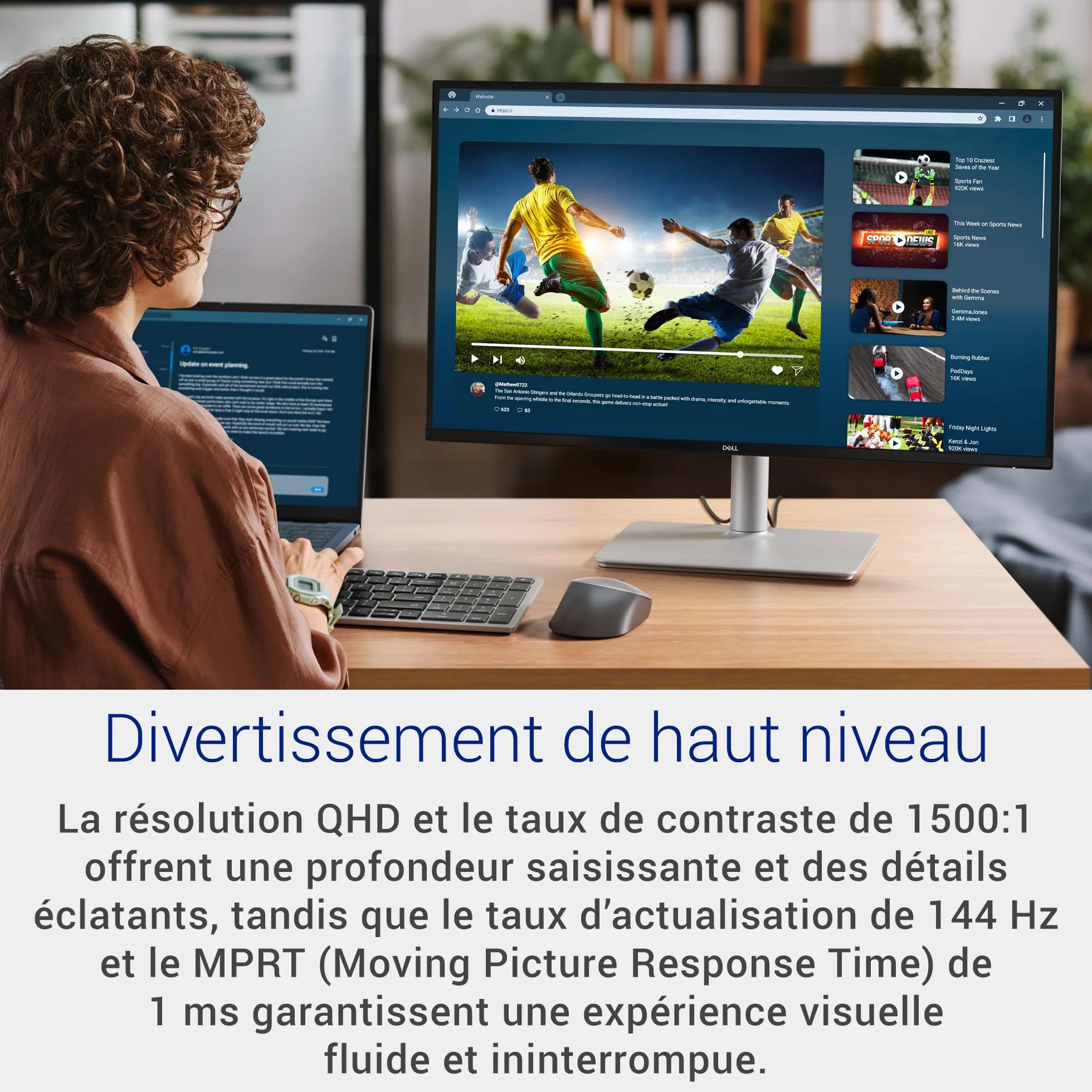 Dell 27 Plus Écran PC S2725DSM QHD 2560x1440 144Hz IPS 1ms MPRT AMD FreeSync 99% sRGB Blanc