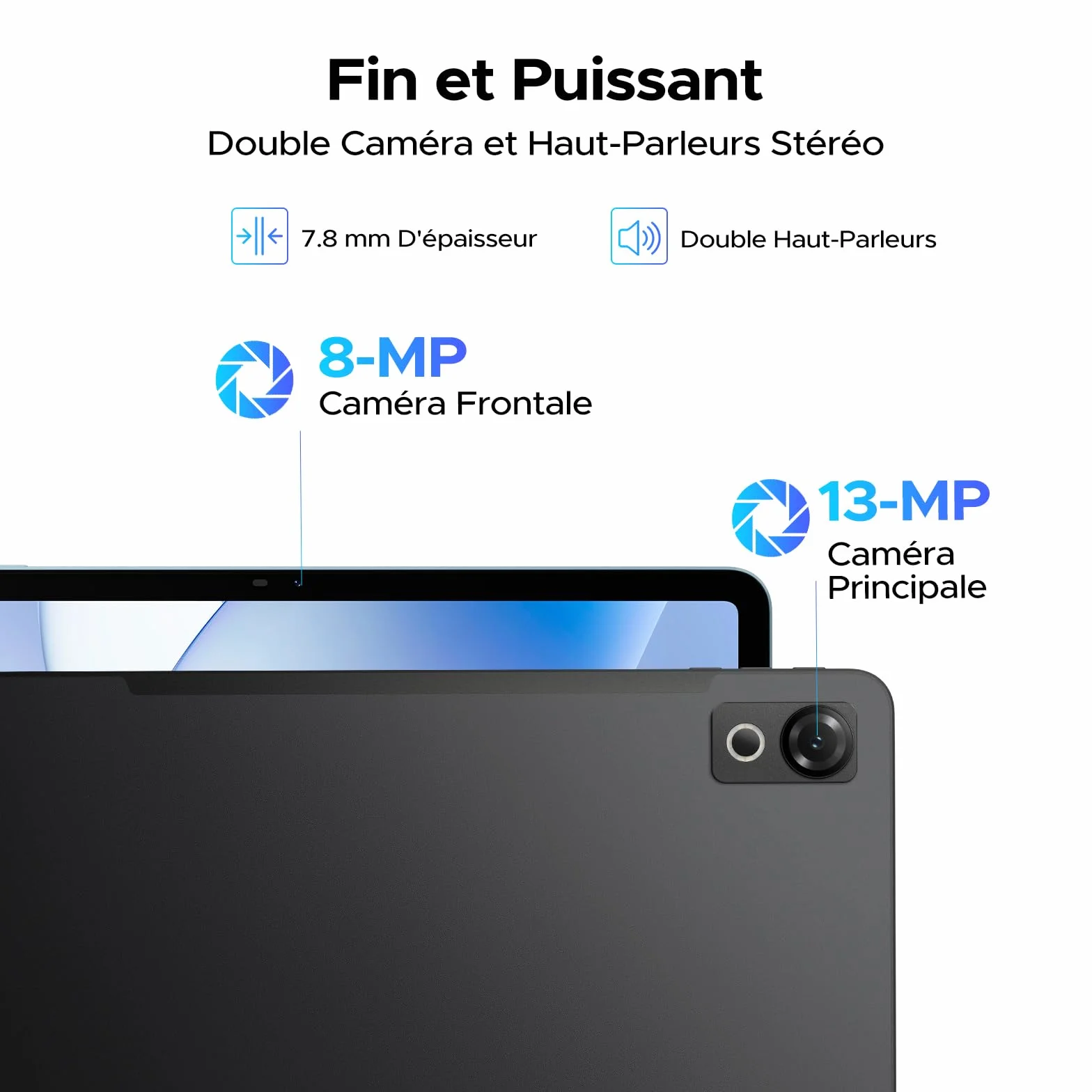 Tablette 12 Pouces Android 16, 48Go RAM+128Go ROM, T7280 Octa-Core, IPS 2.4K 120Hz, 10000mAh, WiFi5, Clavier Inclus