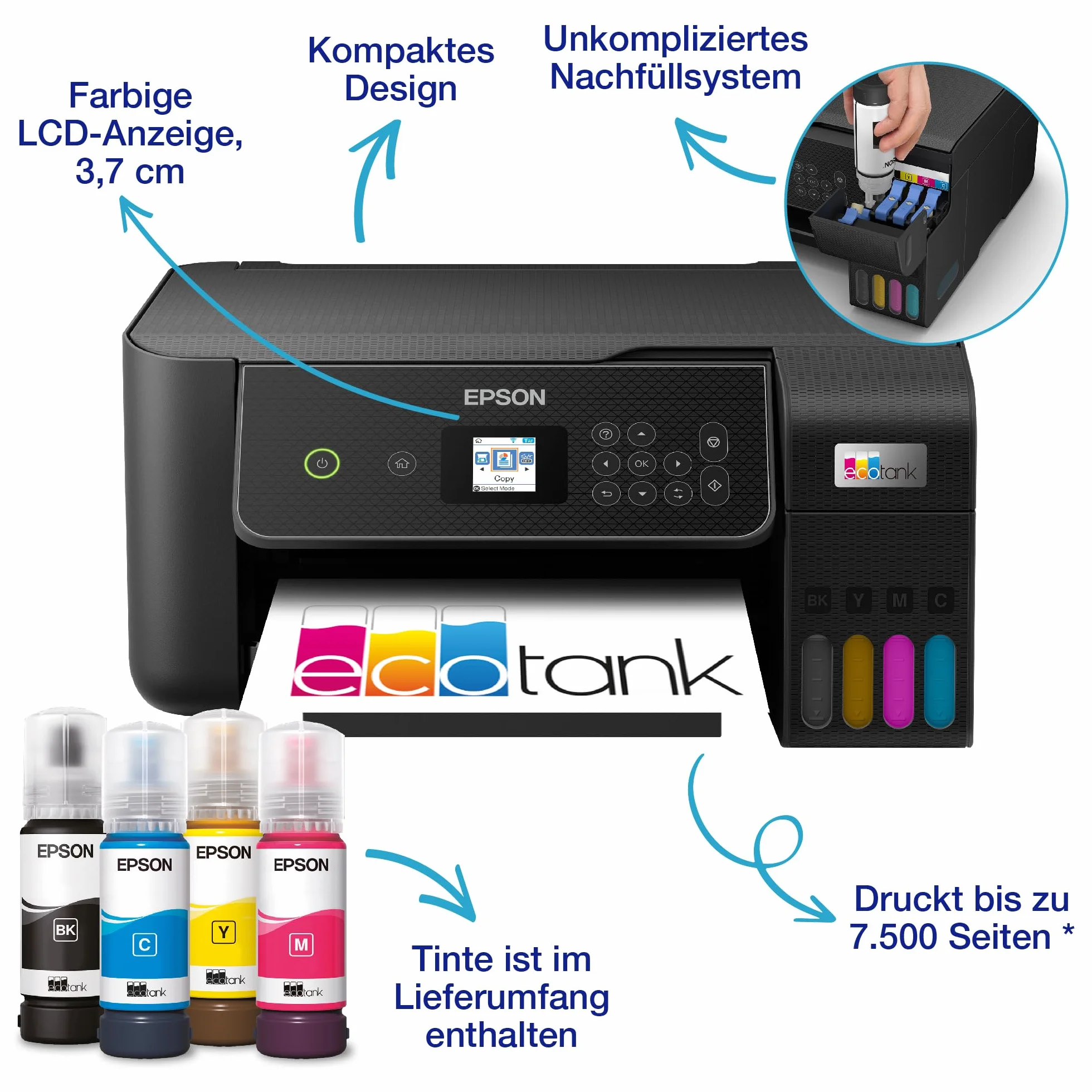EcoTank ET-2870 Imprimante multifonction A4 Wi-Fi réservoir d'encre