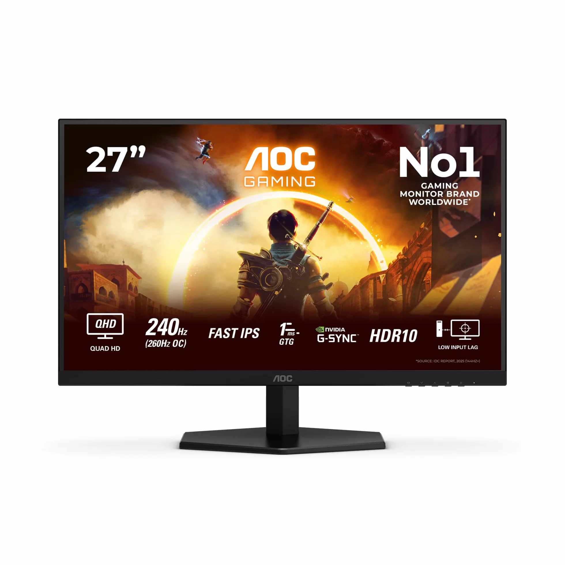 AOC Gaming Moniteur Q27G42ZE 27 Pouces 260Hz Fast IPS Dalle 1ms GtG HDR10 G-Sync Compatible 2560x1440 HDMI 2.0 Noir