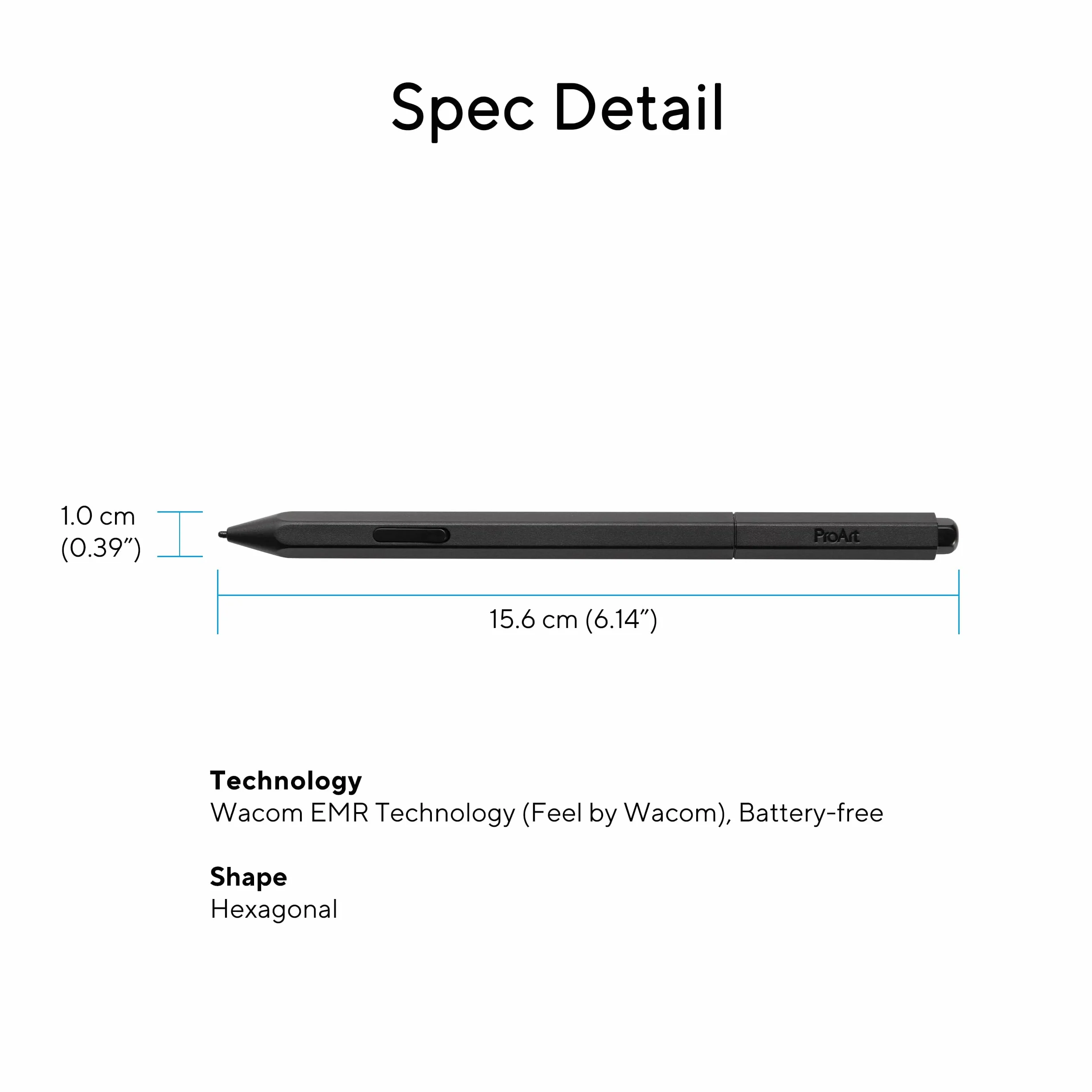 ASUS ProArt Pen MPA01 Stylet pour PA169CDV Technologie WACOM EMR 4096 Niveaux de Pression Inclinaison 40 degrés Gomme numérique