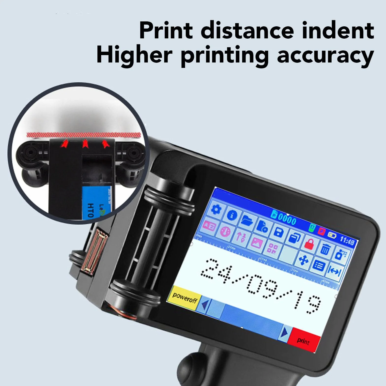 Asixxsix Imprimante à Jet d'encre Portable 600DPI écran Tactile HD LED 4.3in