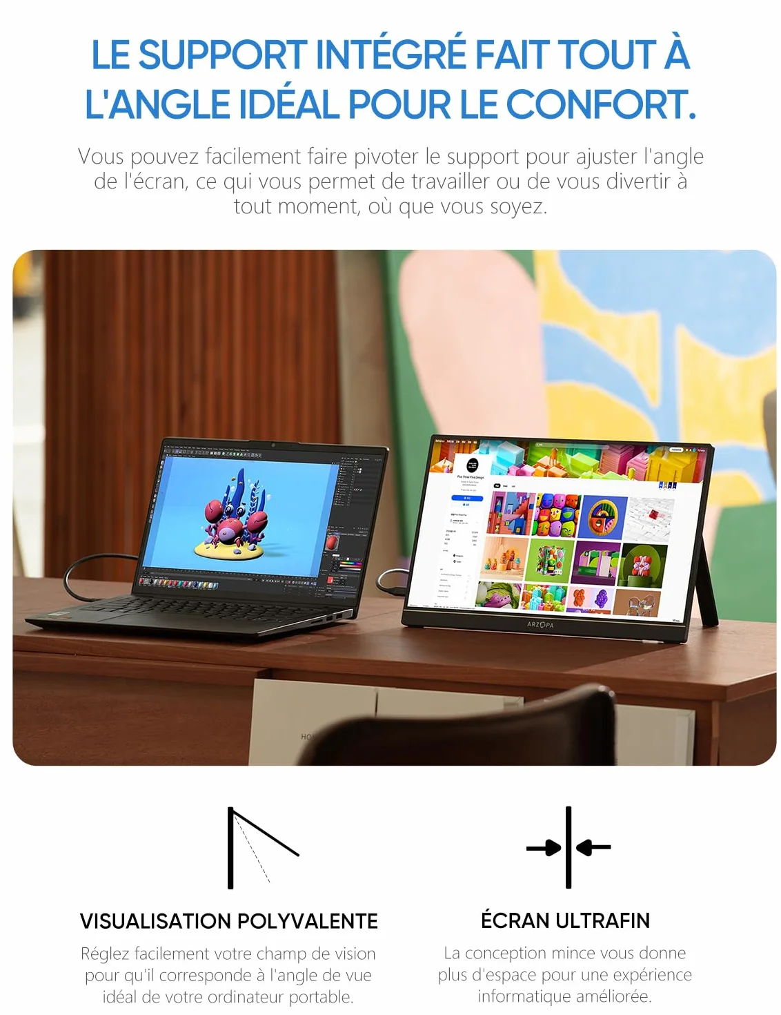 ARZOPA Moniteur Portable 15,6" FHD IPS Écran Ultra Fin USB-C HDMI A1