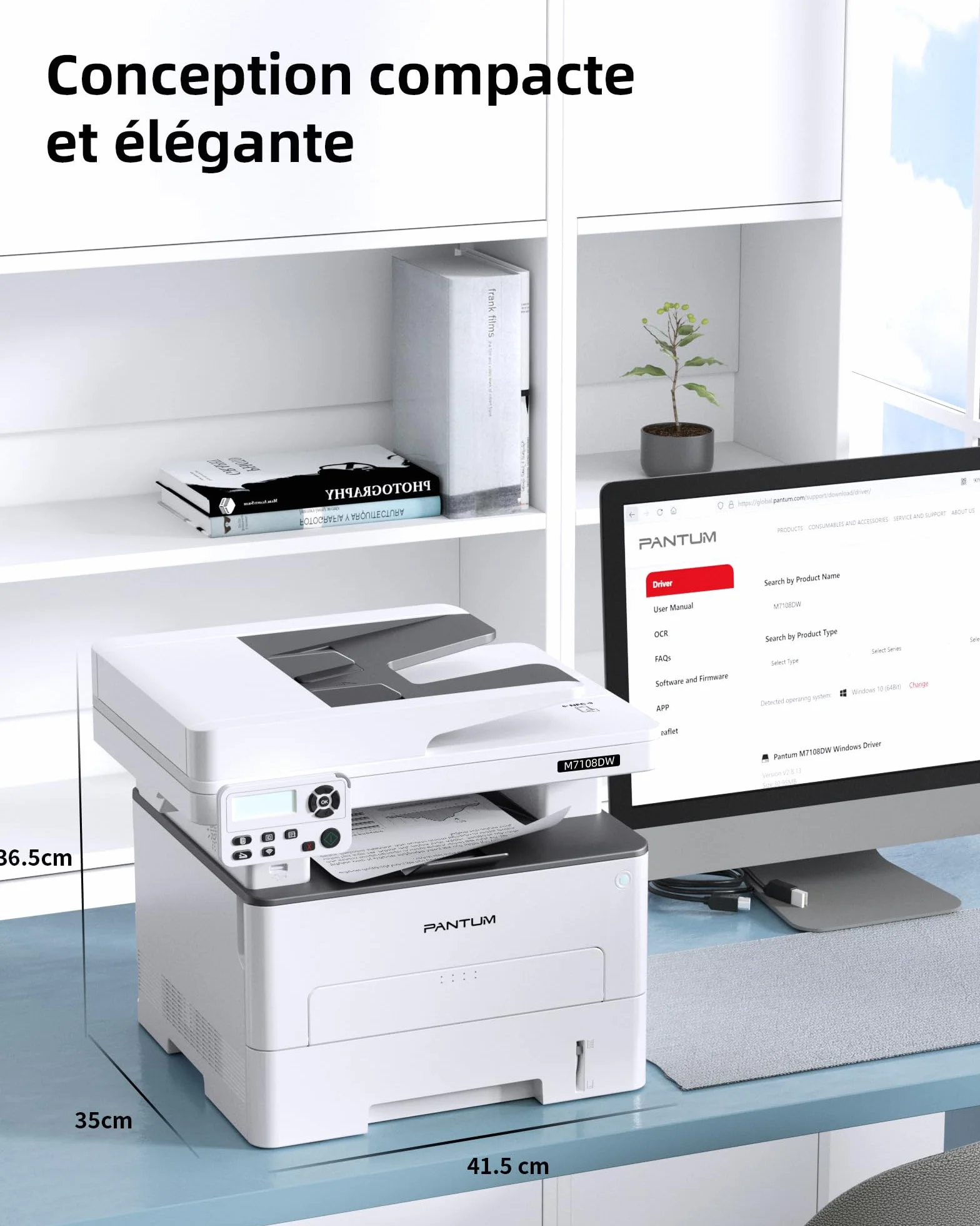 PANTUM M7108DW Imprimante Laser Multifonction Noir et Blanc, Impression Recto-Verso Automatique, WiFi, 33 ppm