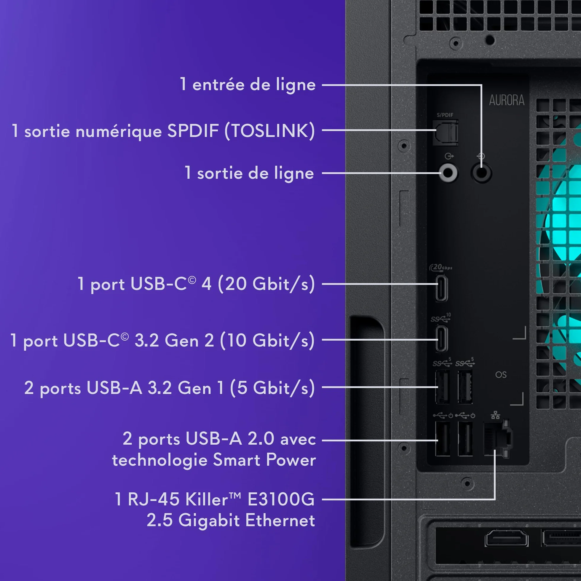 Alienware Aurora PC Gamer Intel Core Ultra 7 265KF RTX 5070 32 Go RAM DDR5 1 To SSD Refroidissement Liquide 1000W Windows 11 Home