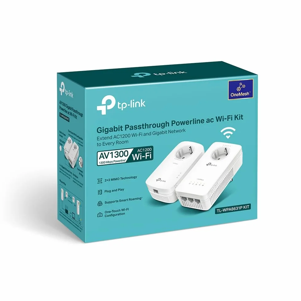 TP-Link TL-WPA8631P KIT CPL WiFi AV1300 Adaptateur Réseau, Homeplug AV2 1300Mbps, Bi-Bande WiFi AC1200Mbps, 3 Port Ethernet Gigabit, OneMesh