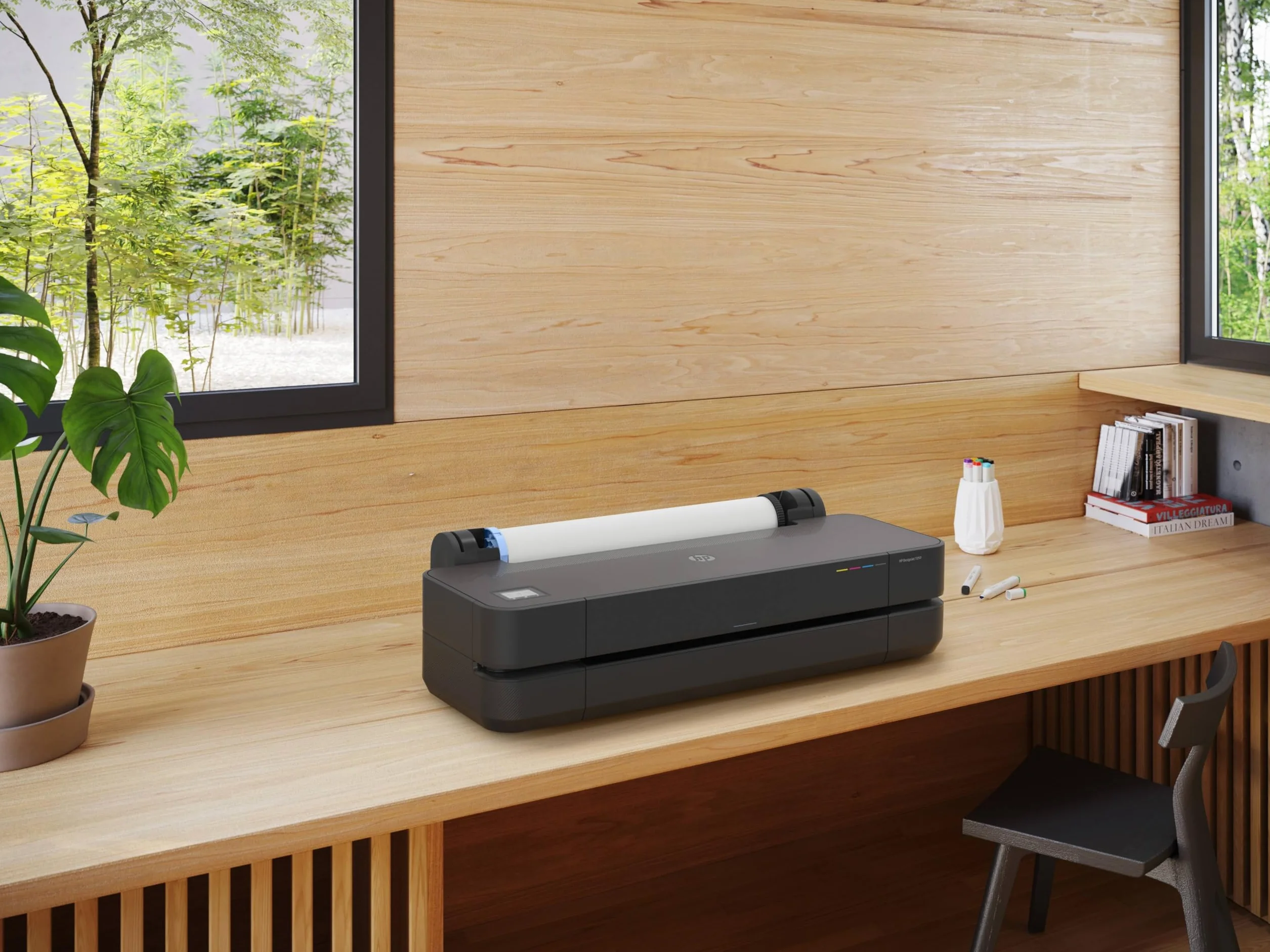 HP DesignJet T250 24 61cm Imprimante Grand Format Traceur A4-A1 76 Impressions A1/h Wi-Fi Ethernet USB 2400x1200dpi Noir