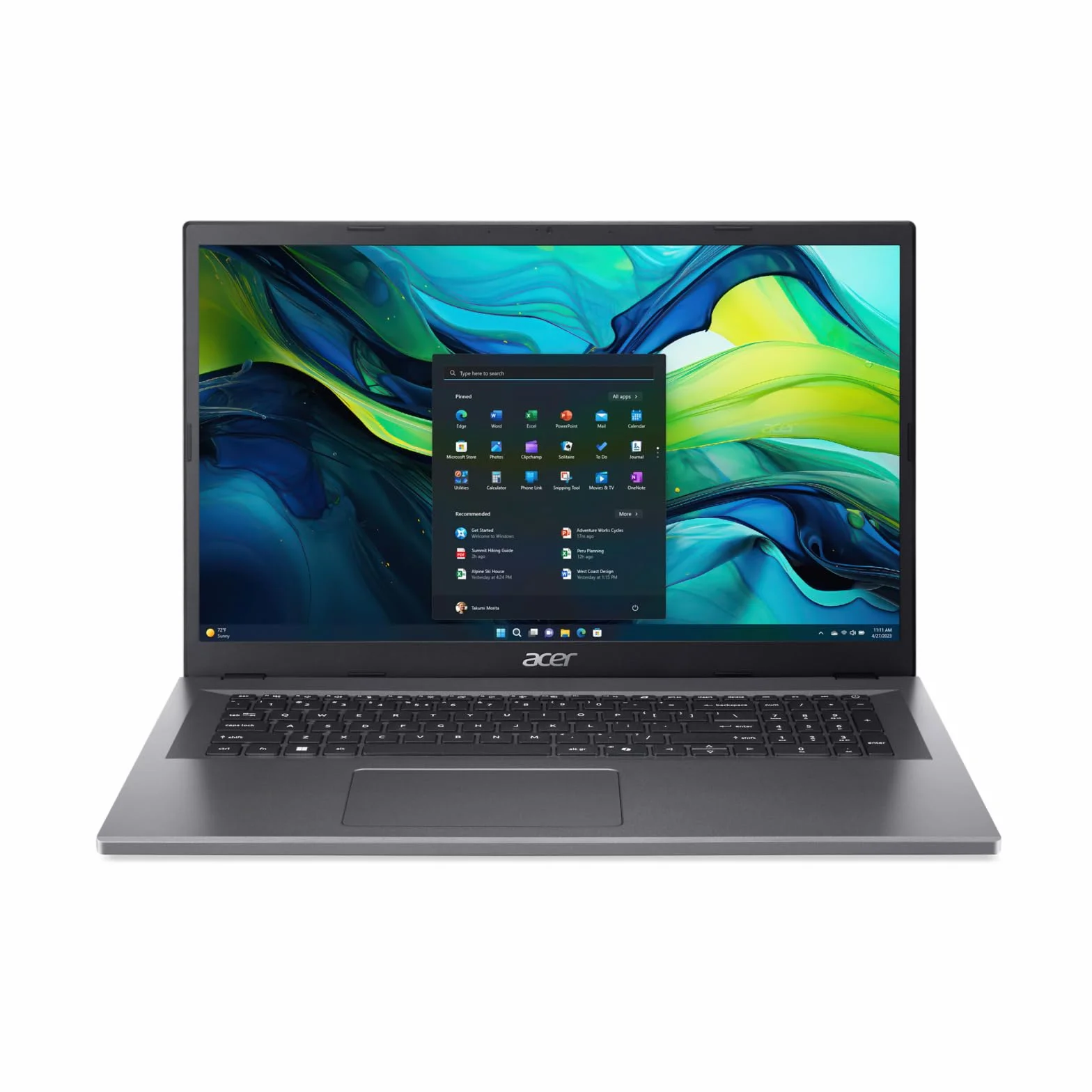 Acer Aspire 17 PC Portable 17.3" FHD Intel Core i3-N305 8Go RAM DDR5 512Go SSD Intel UHD Graphics Windows 11 Clavier AZERTY AG17-31P-38X8