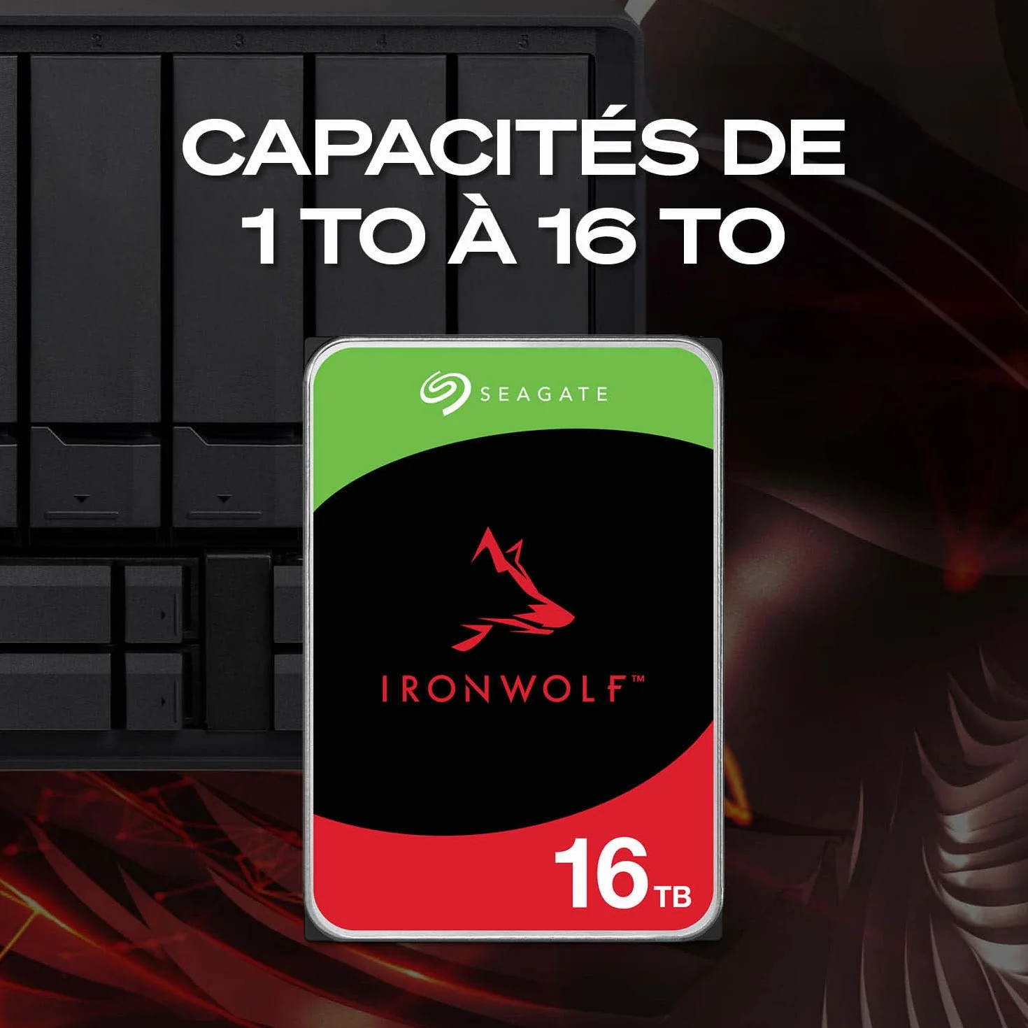 Seagate IronWolf 4To Disque dur interne NAS HDD 3.5 Pouces SATA 6Goit/s 5400 tr/min 64 Mo Cache pour RAID