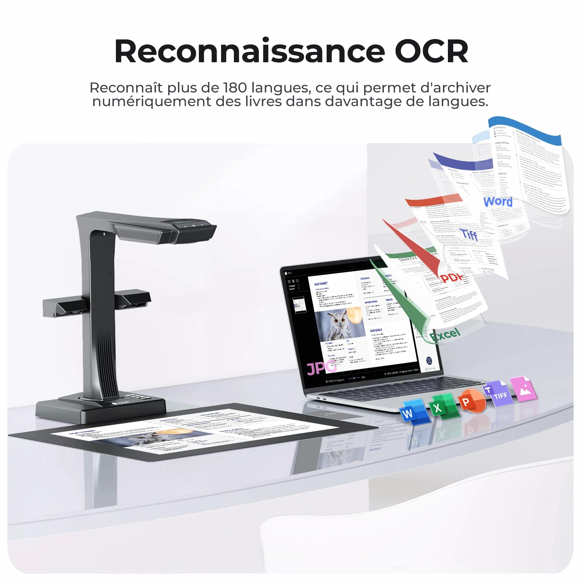 CZUR ET16 Plus Scanner de Documents A3, 16 MP, OCR Multilingue, macOS & Windows, PDF Éditable